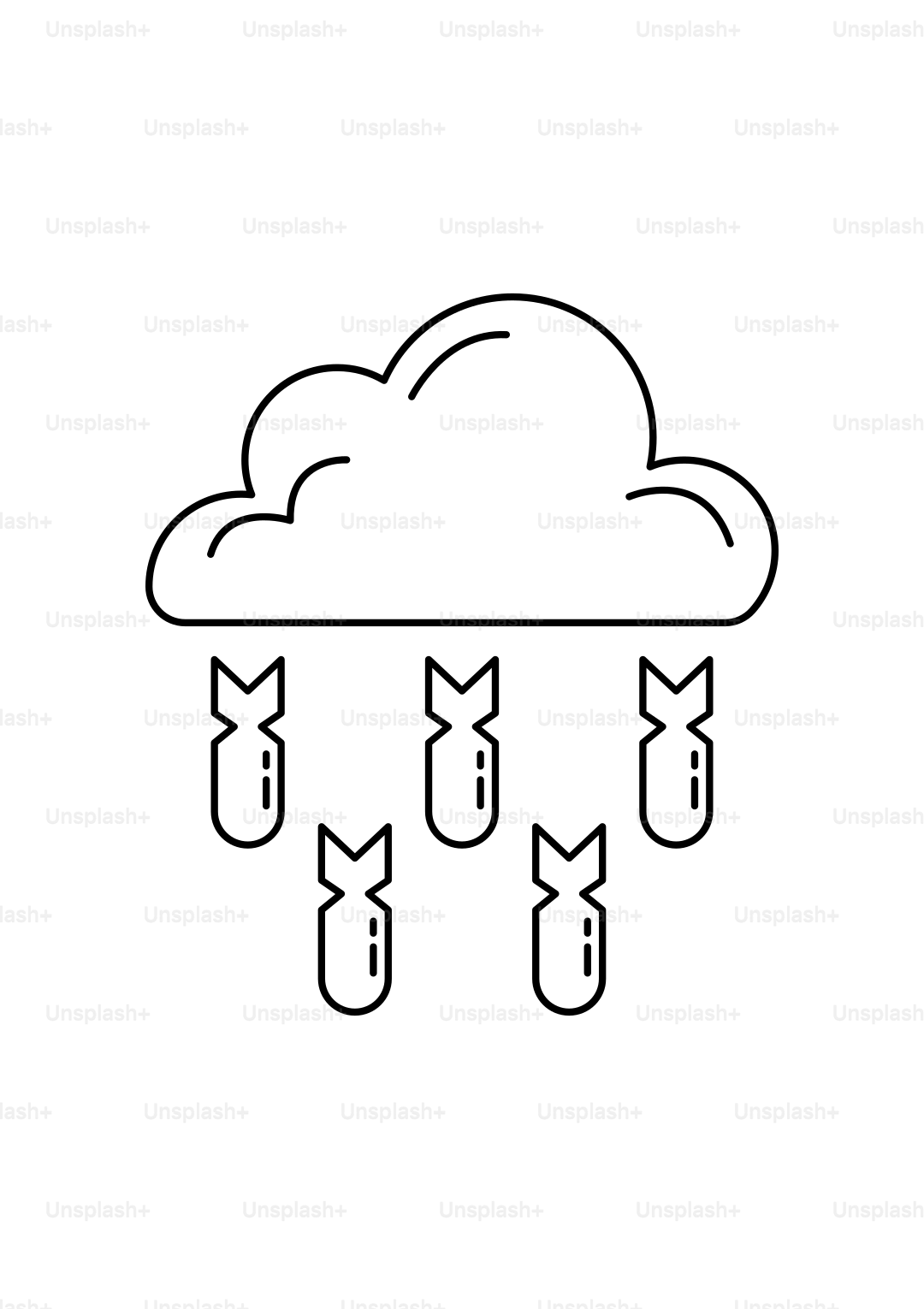 Bombs falling from a cloud