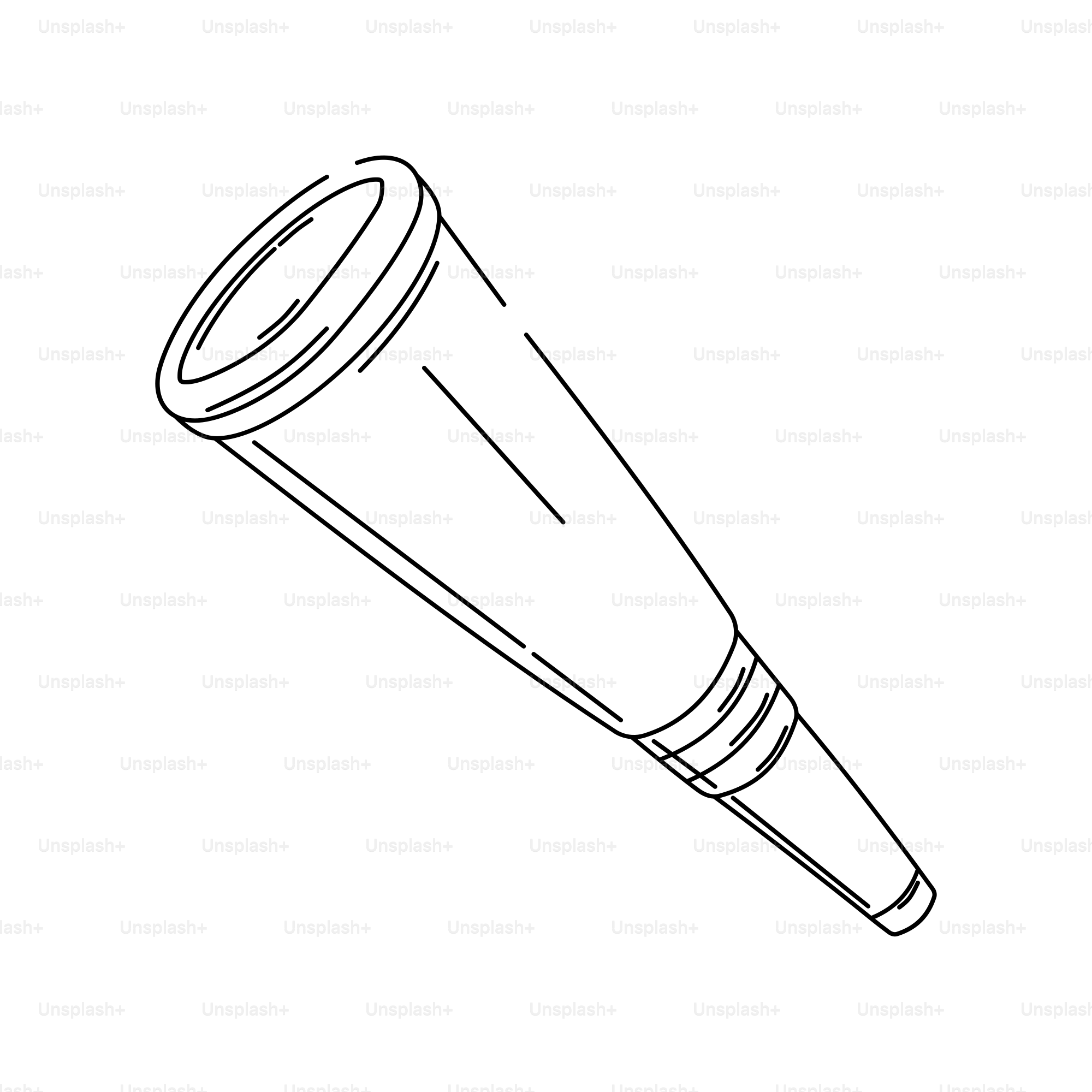 Eine einfache Linienzeichnung eines Teleskops.