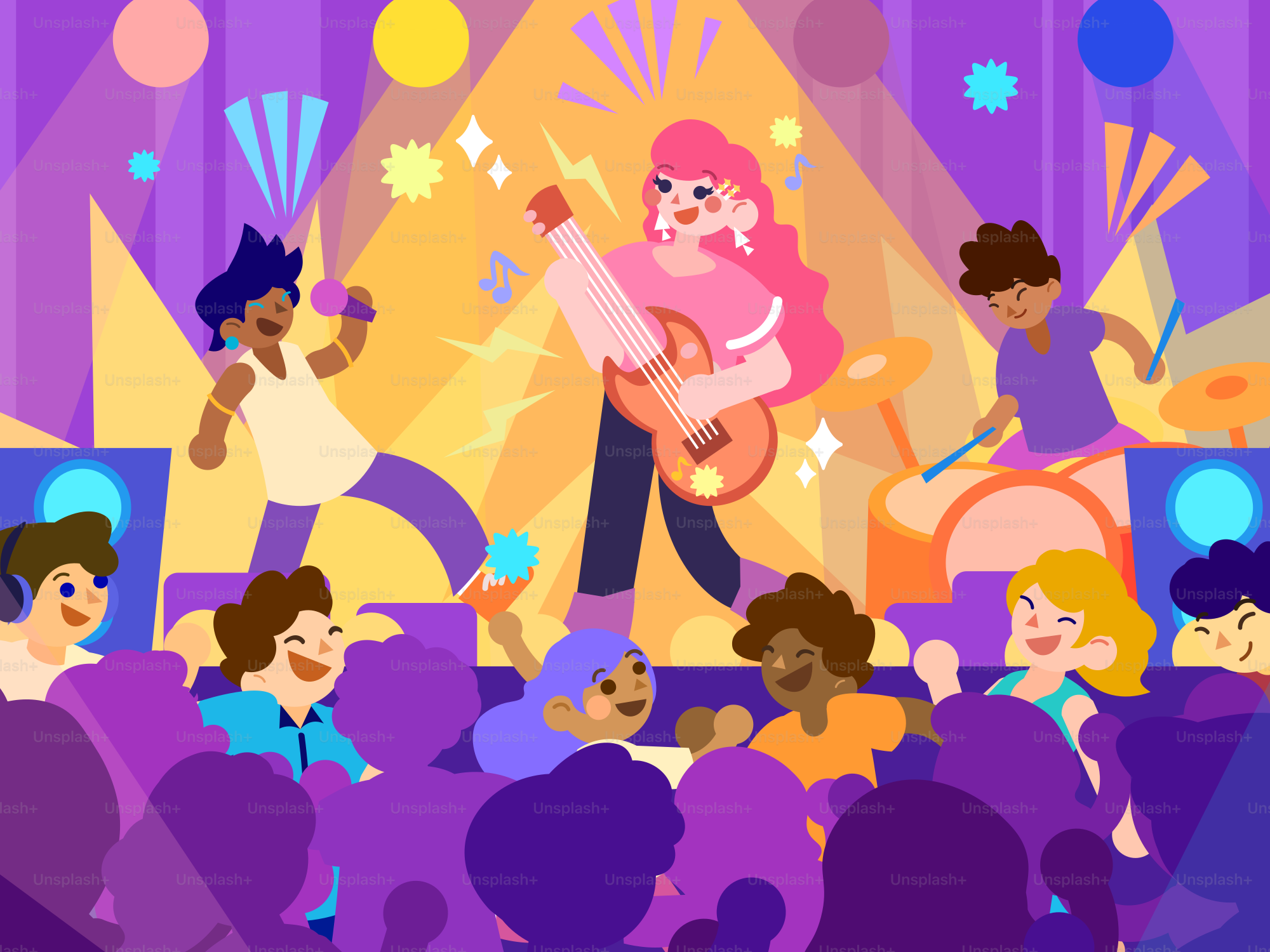 Band performs for cheering crowd at concert