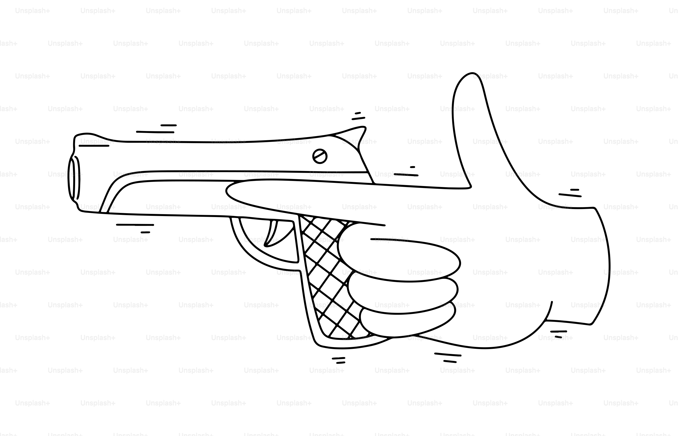 A hand making a gun gesture with thumb upraised thumb.