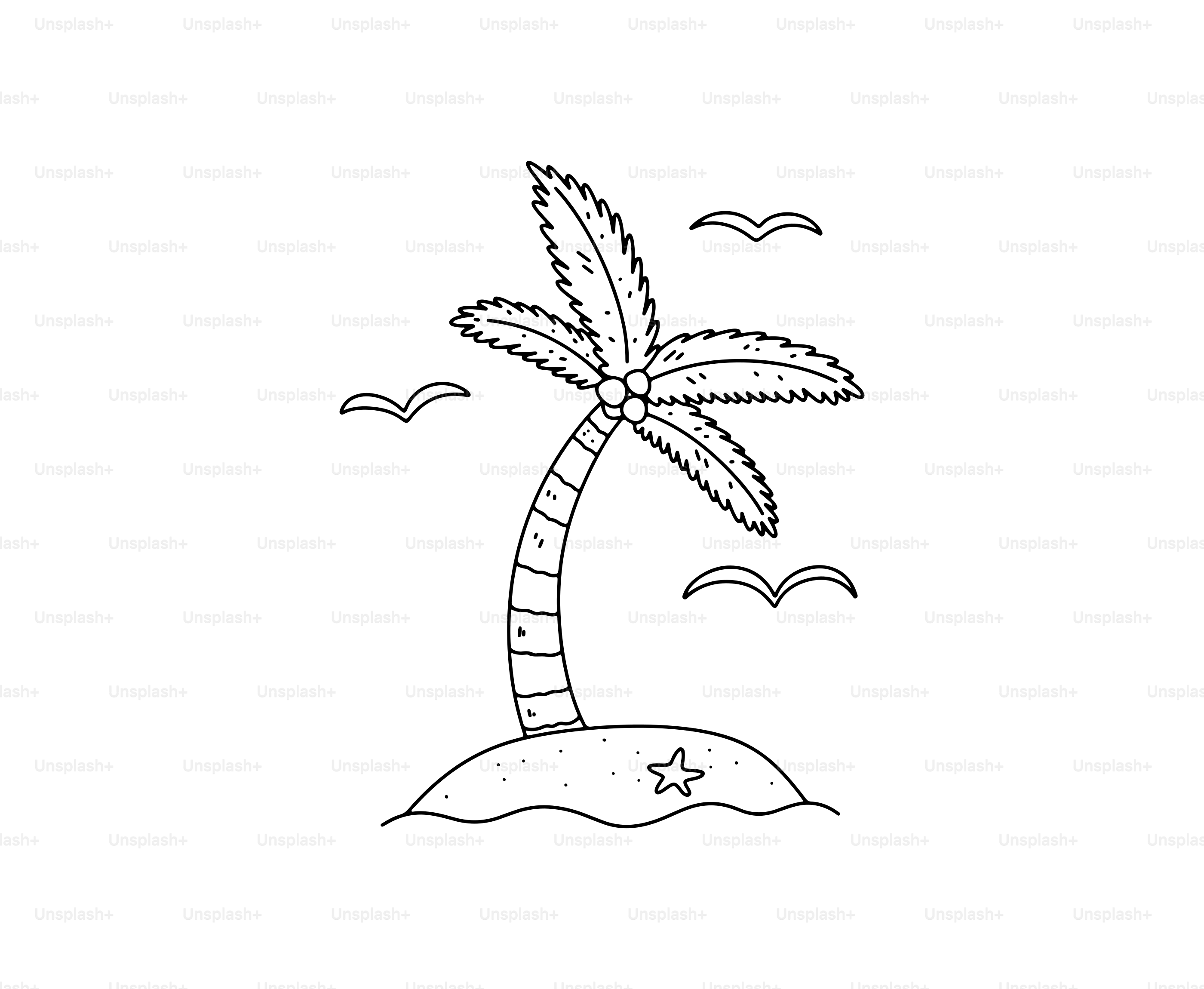 島のヤシの木のシンプルな絵。のベクター – Unsplashの浜の画像, image size:3000x2464