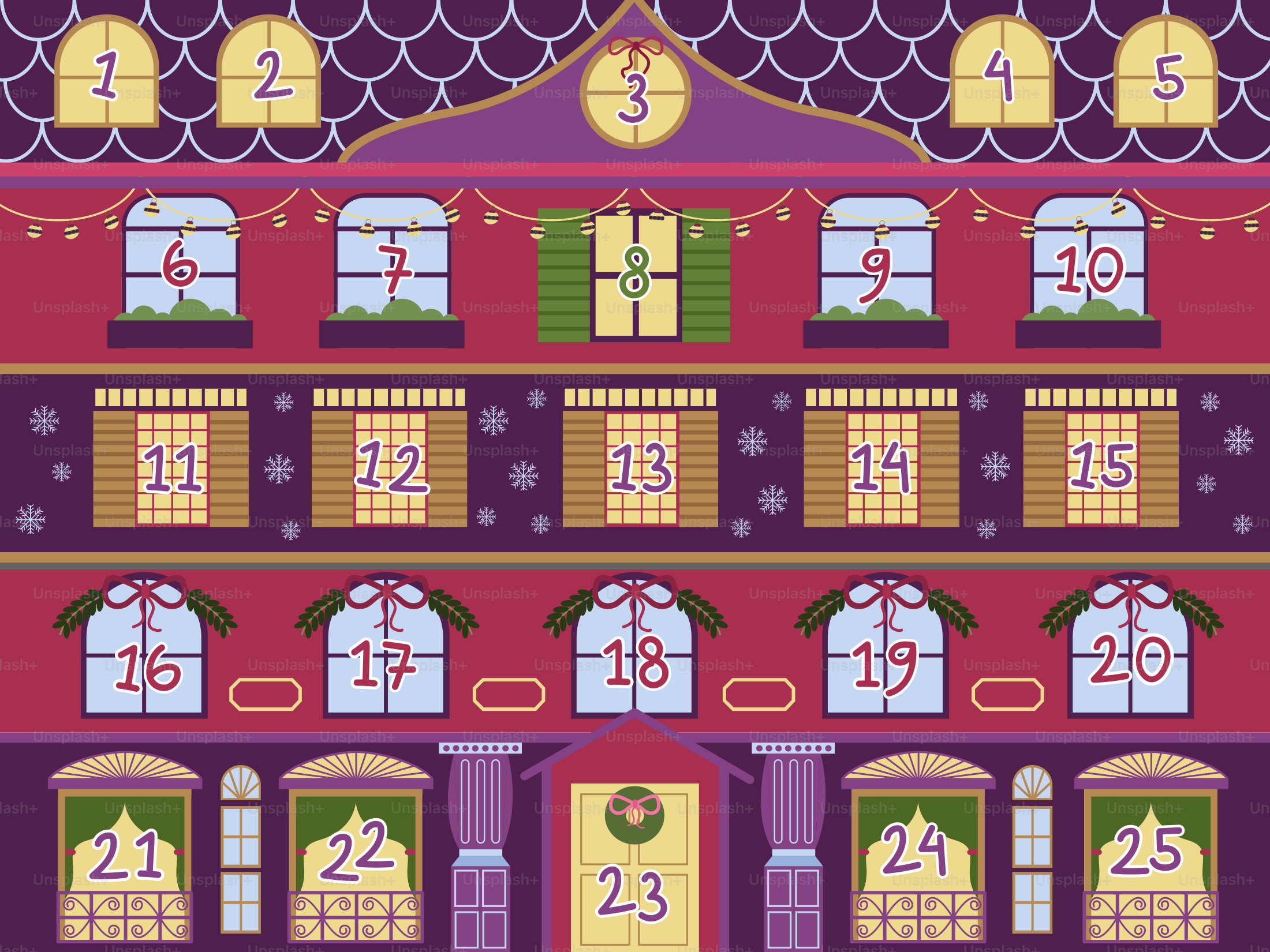 Weihnachts-Adventskalender mit nummerierten Türchen