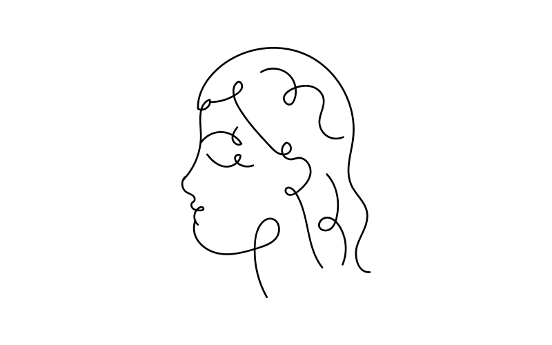 Arte minimalista do perfil de uma mulher.