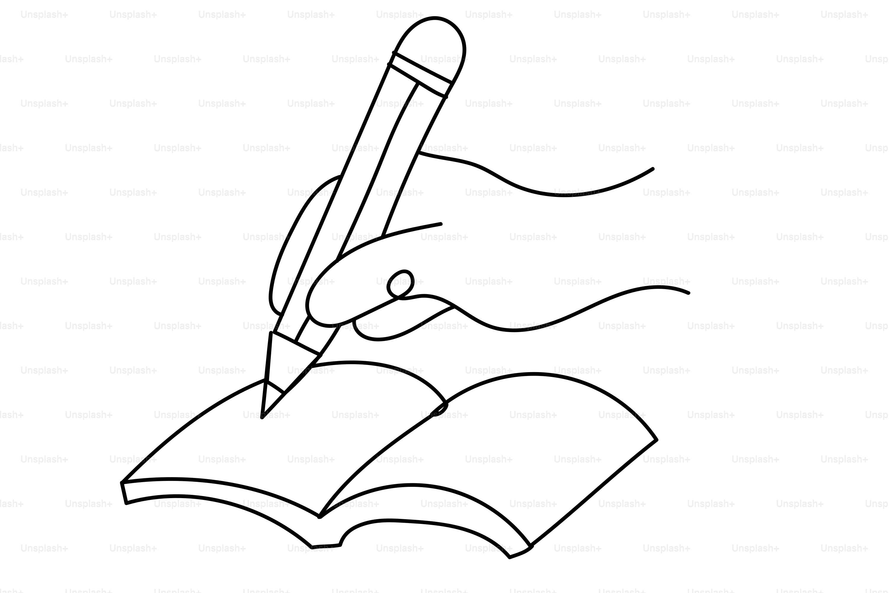 Hand writing in an open book with a pencil