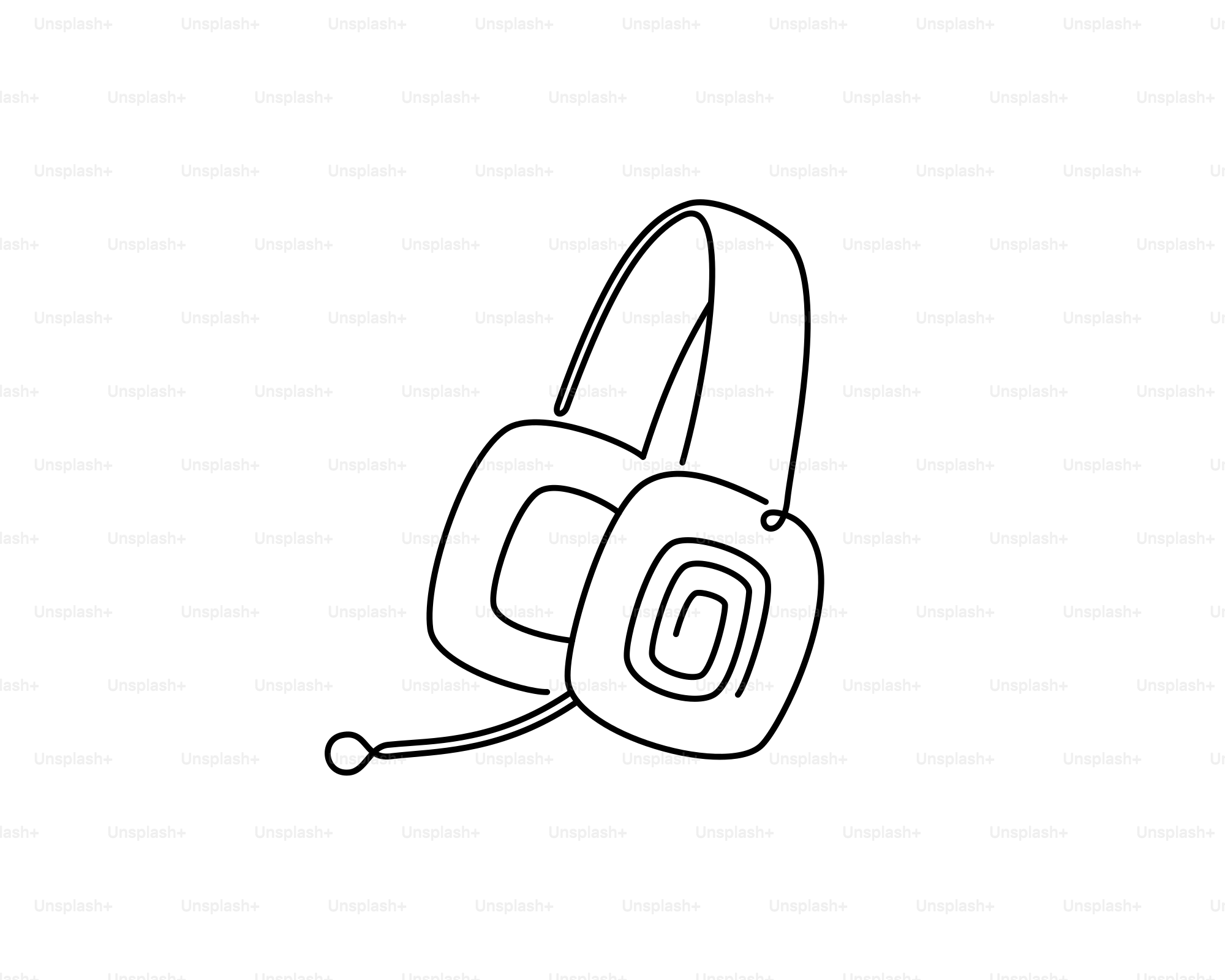 Un simple dibujo lineal de auriculares con micrófono.