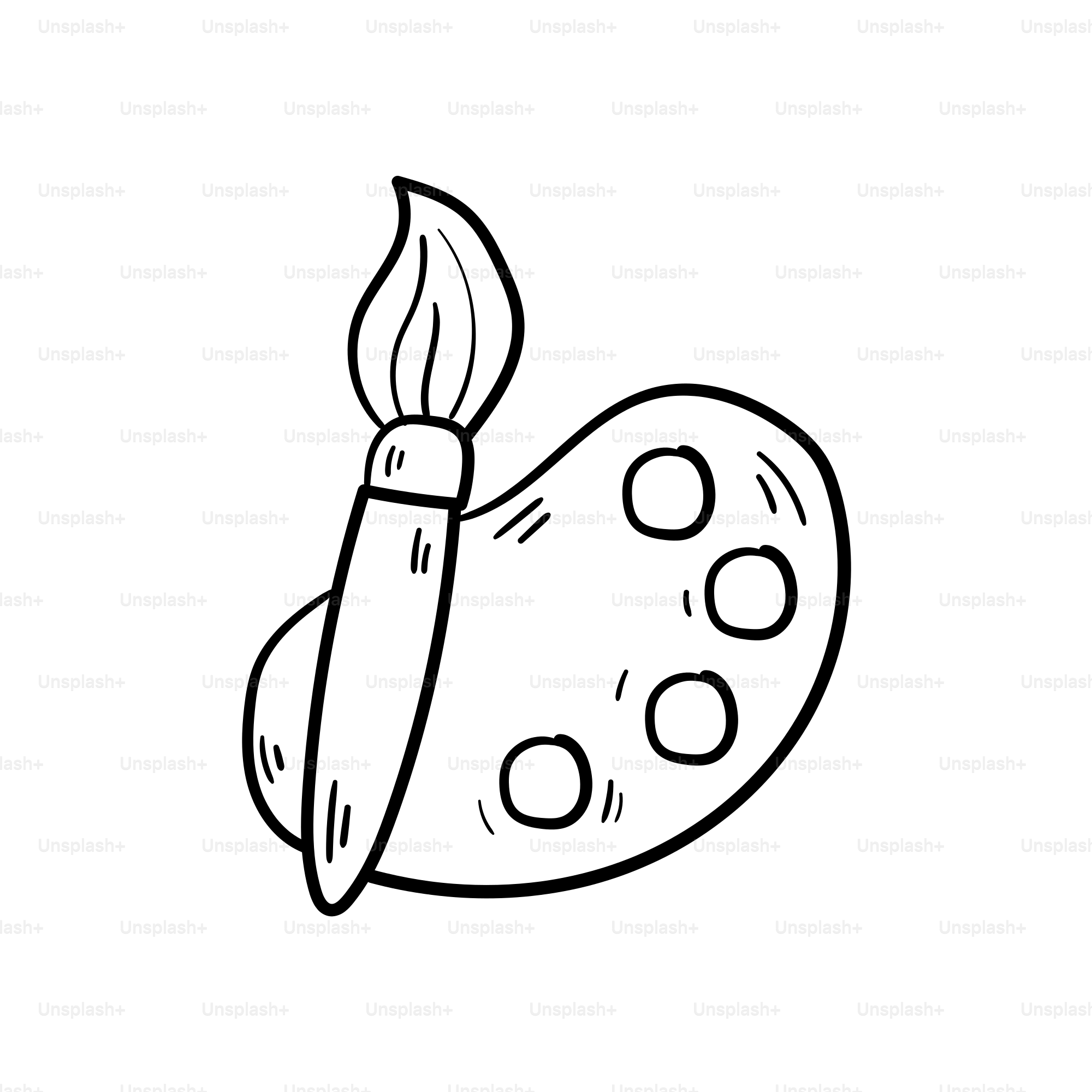 Artist's paintbrush and palette with paint circles