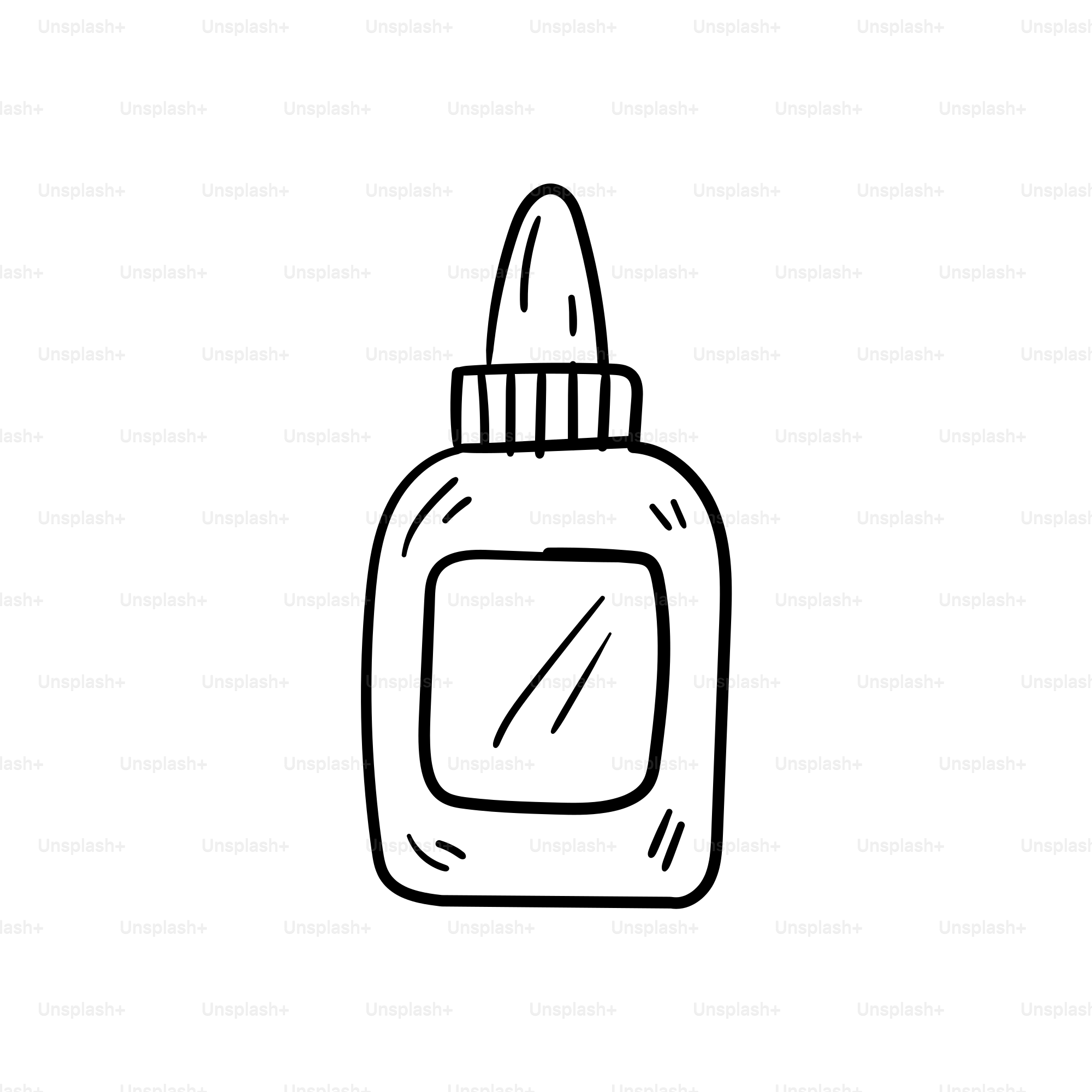 A doodle of a glue bottle with a label