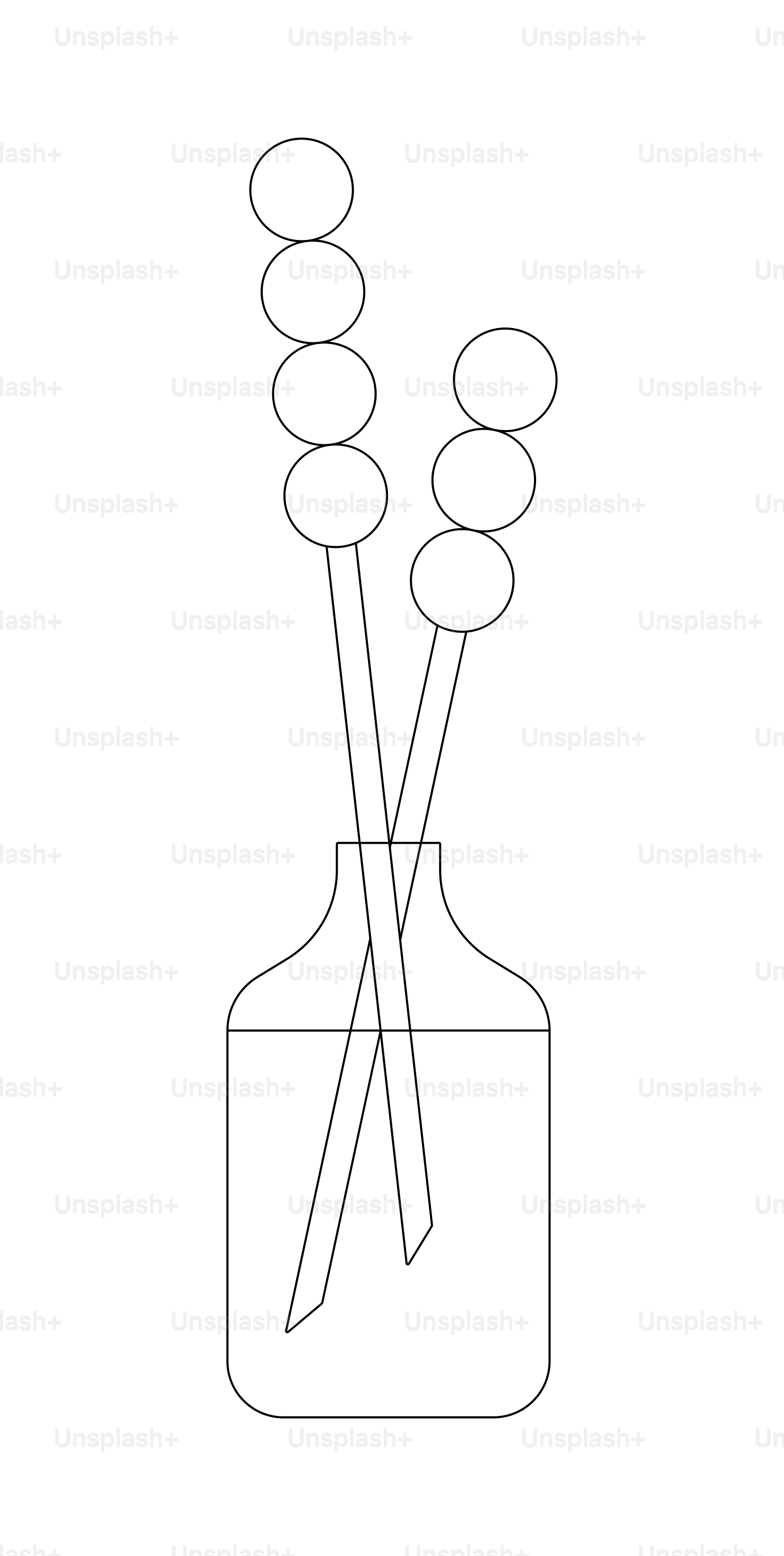 Two reeds with circles in a bottle