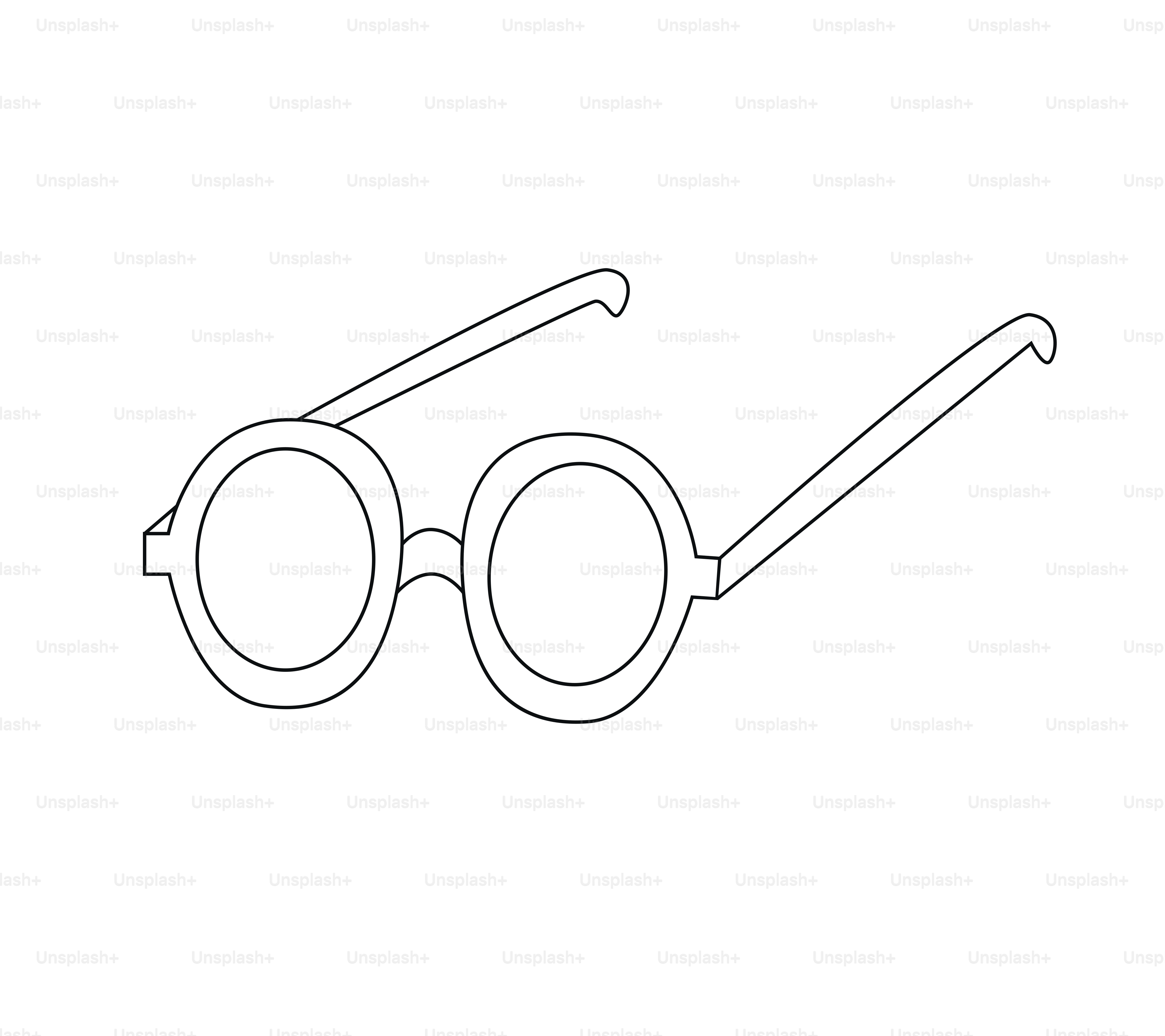 A simple line drawing of round eyeglasses.