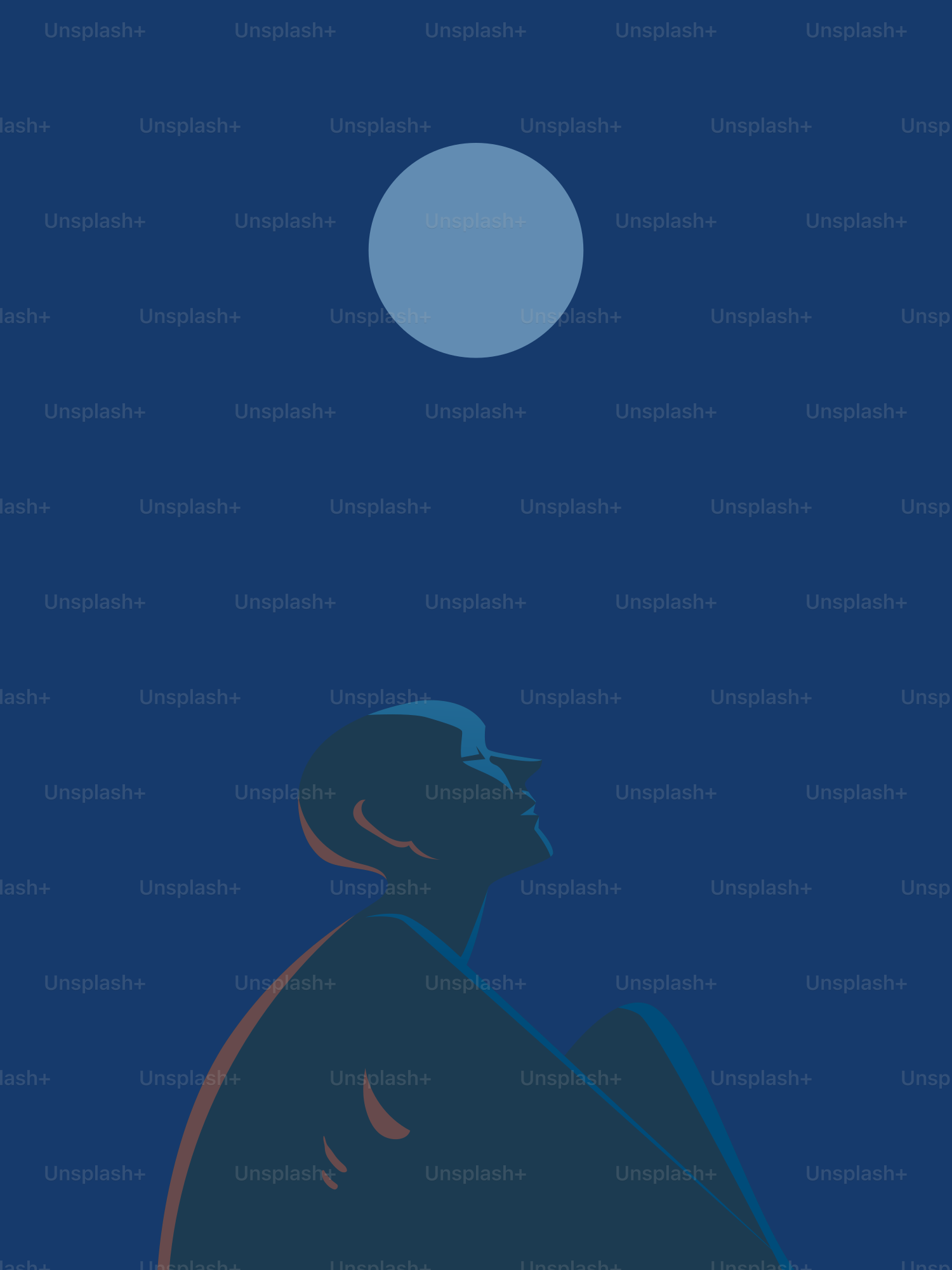 Personne regardant la lune la nuit