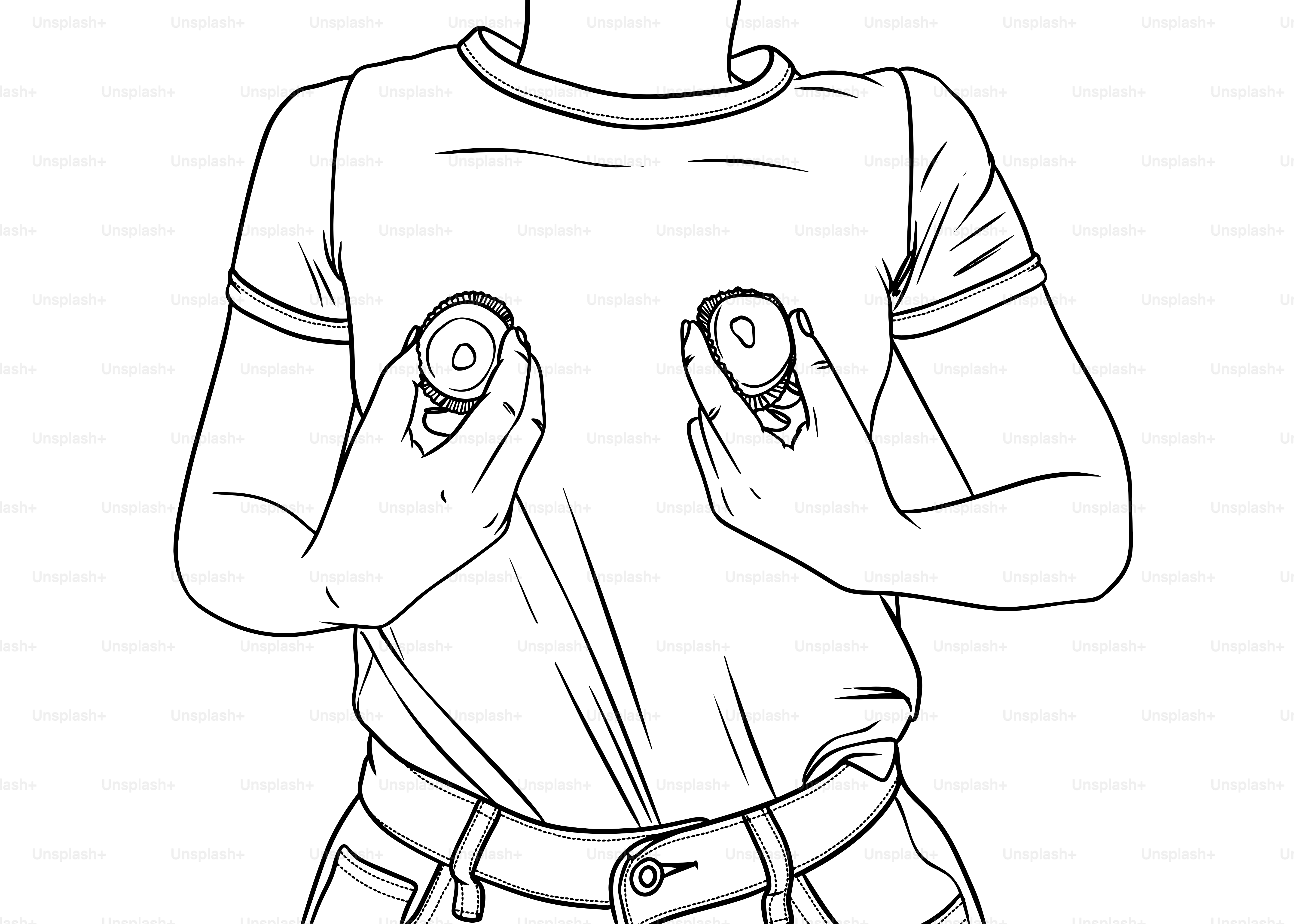 Person holding two round objects near chest