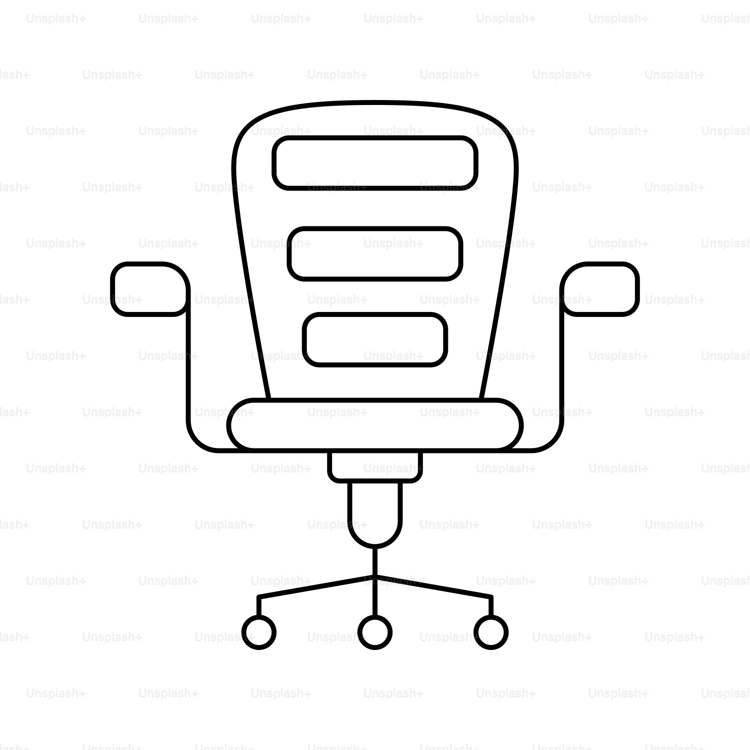 An office chair with wheels and armrests