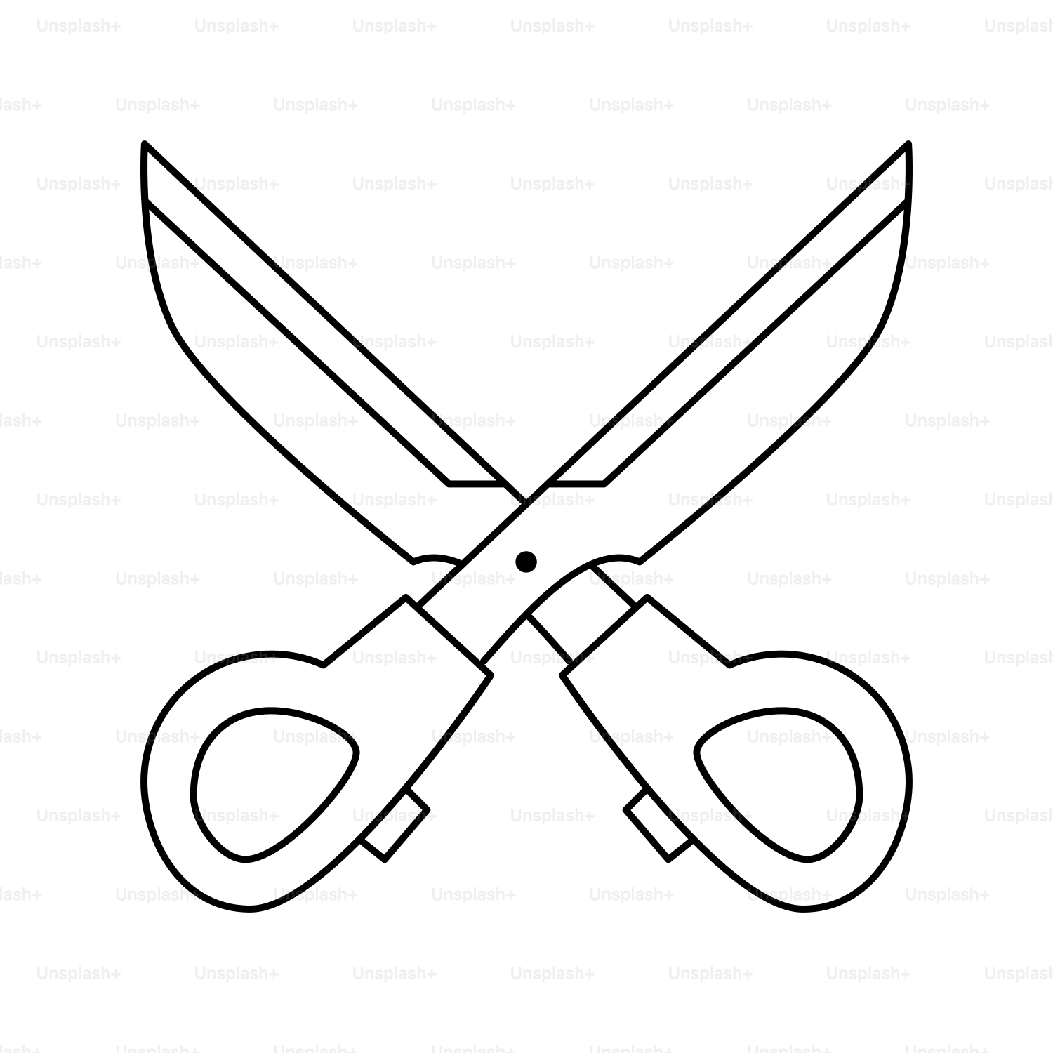 Contour de ciseaux croisés sur fond blanc