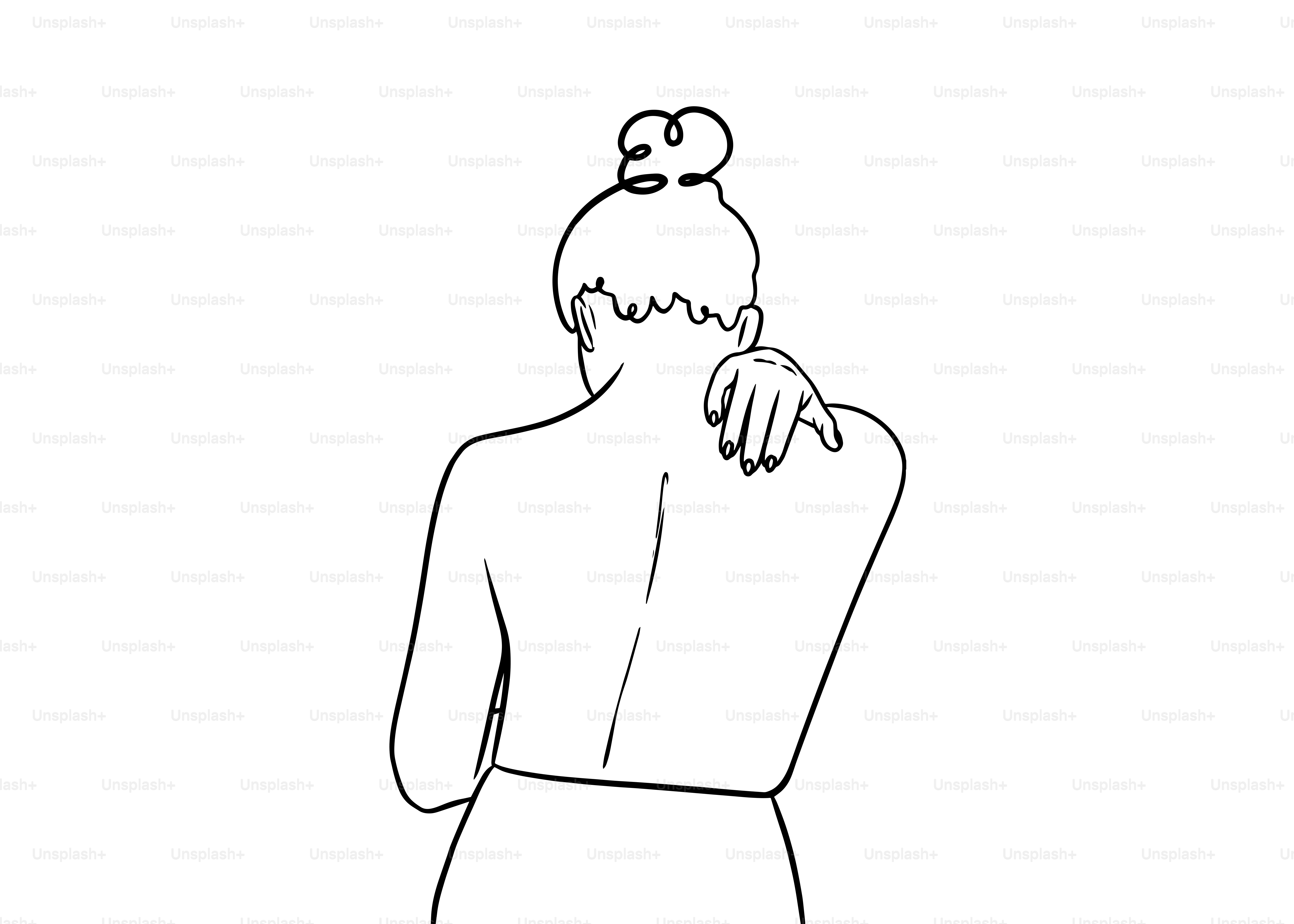 Woman touching her sore neck and shoulder