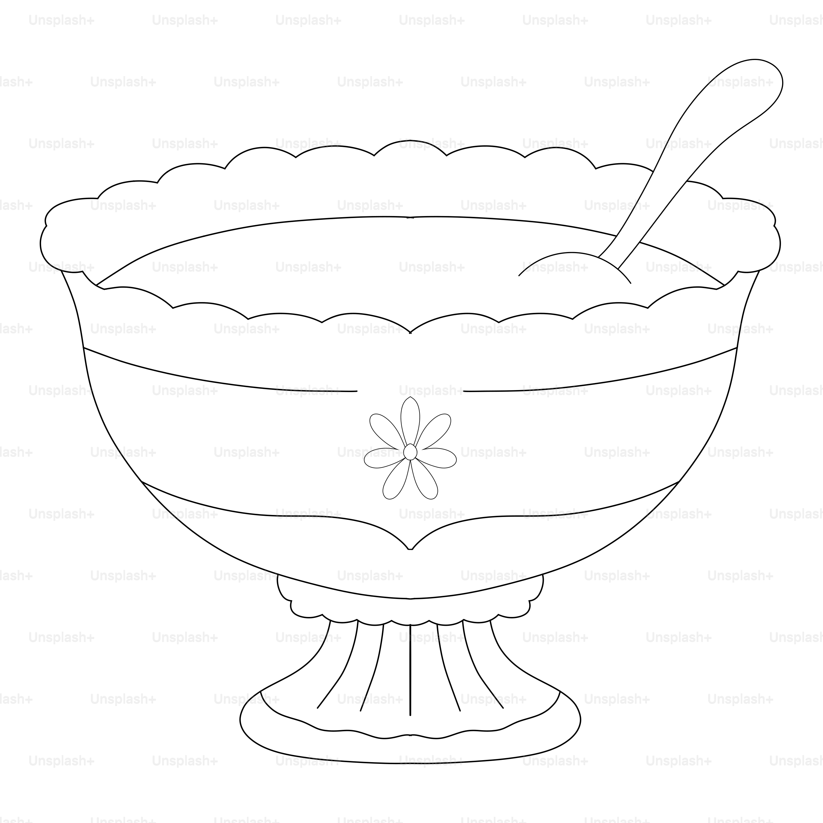 A decorative bowl with a spoon