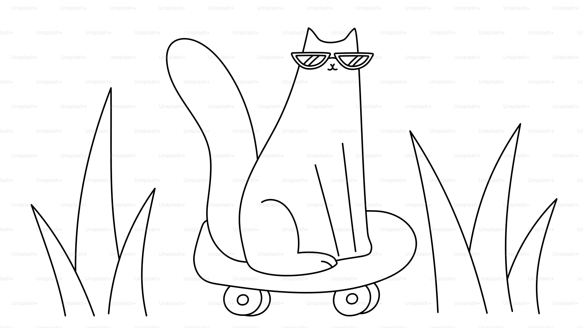 Un gatto con gli occhiali da sole va in skateboard.