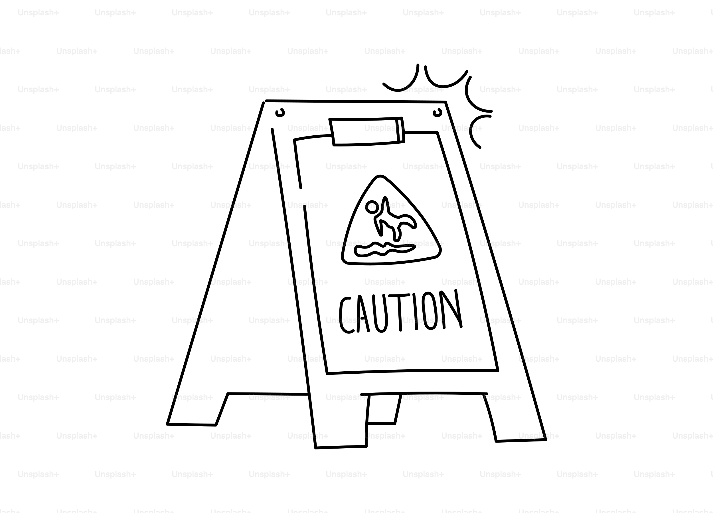 Caution wet floor sign with person slipping