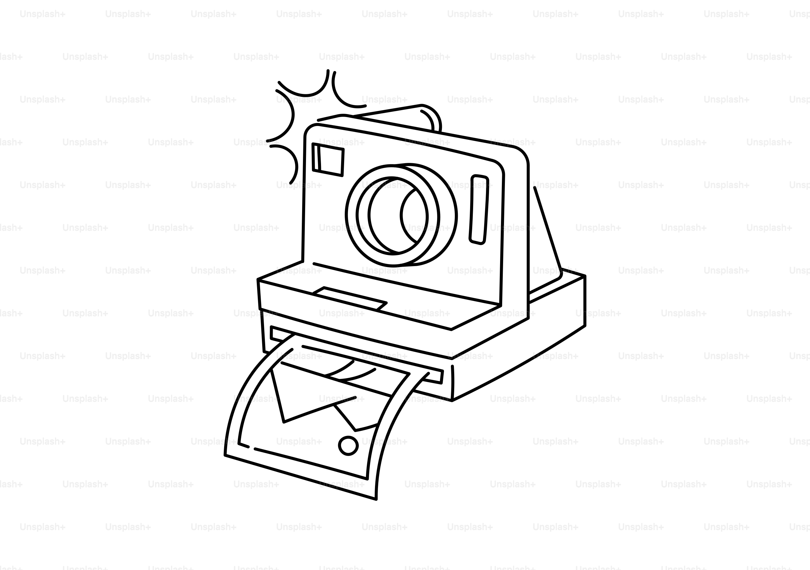 Instant camera printing photos with flash