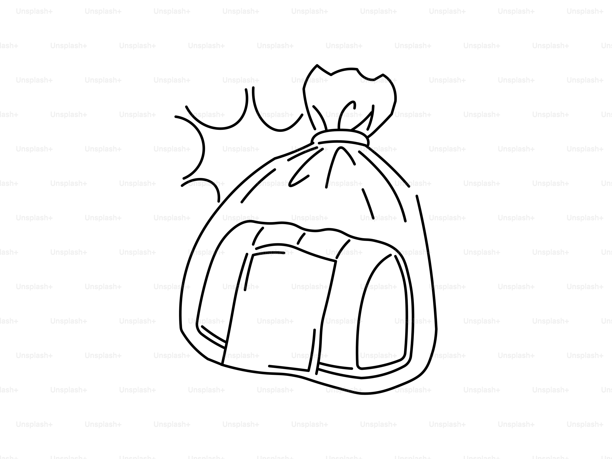 A drawing of a plastic bag with food inside.