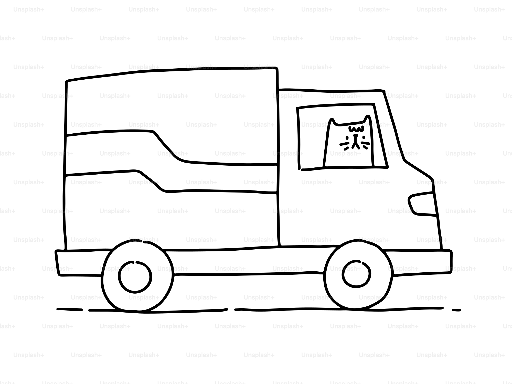 A cat driving a delivery truck