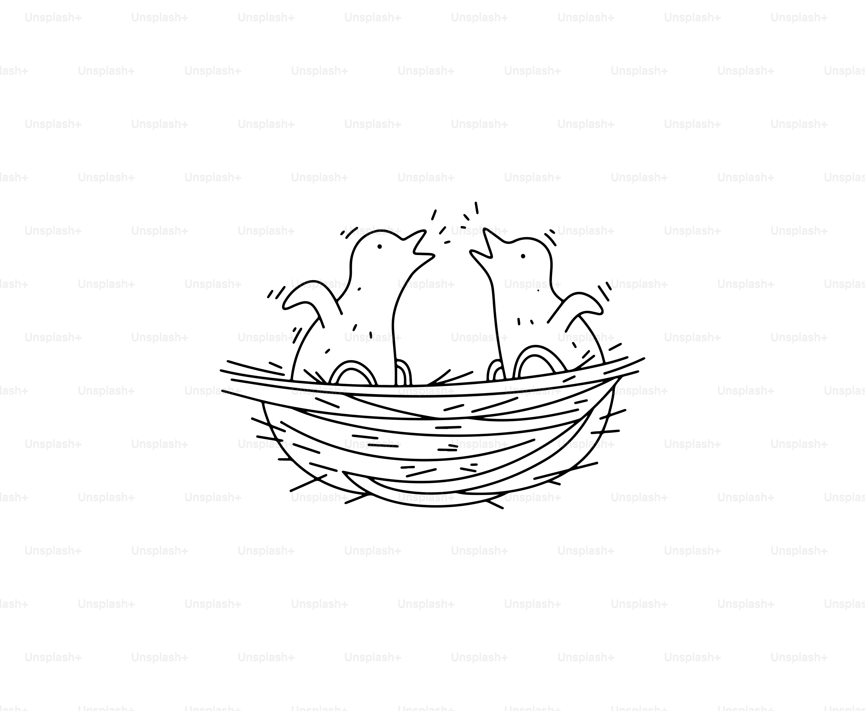 Two birds in a nest chirping