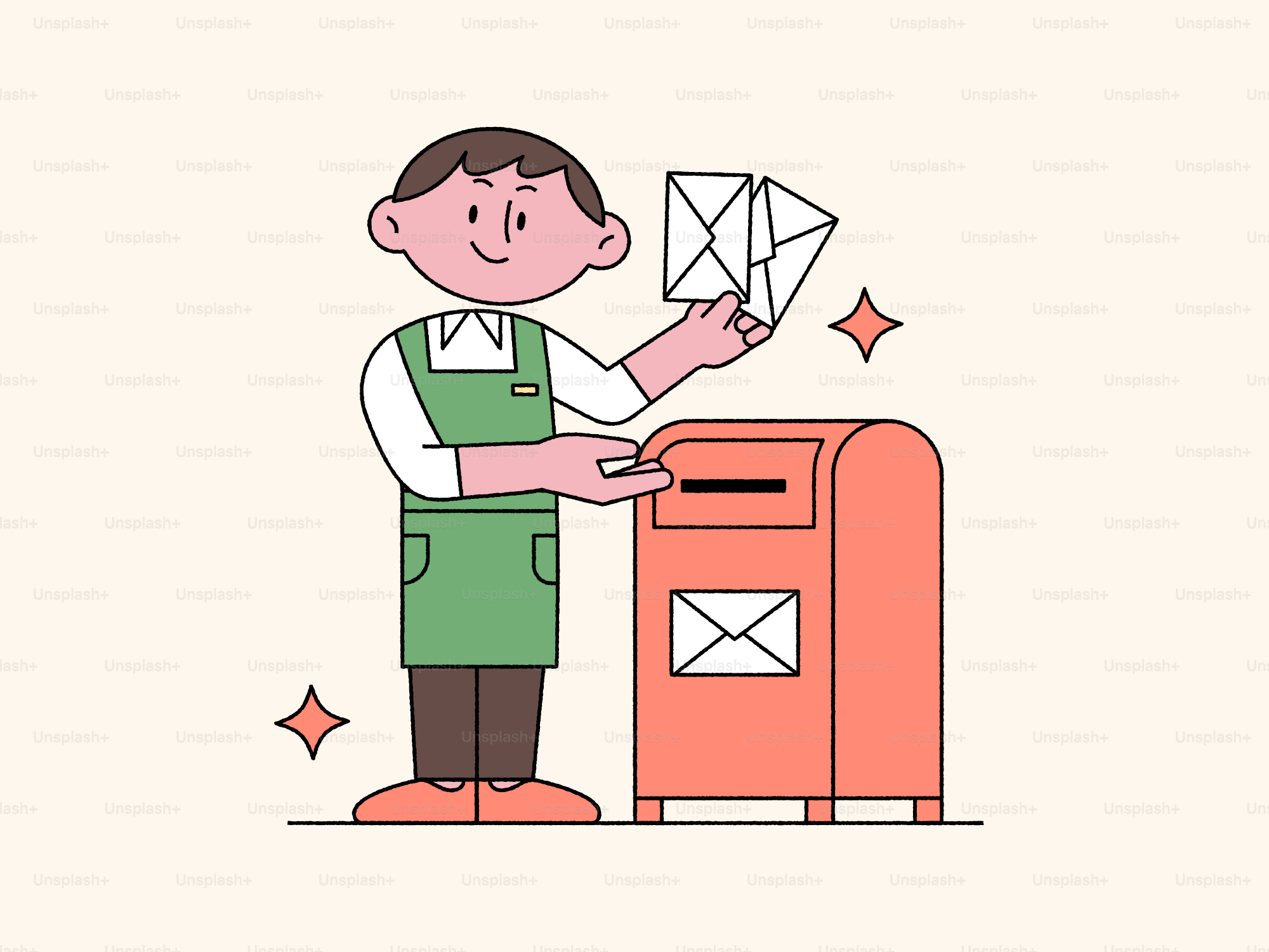 Facteur qui dépose des lettres dans une boîte aux lettres. vectoriel –  Image de Illustration sur Unsplash, image size:3000x2250