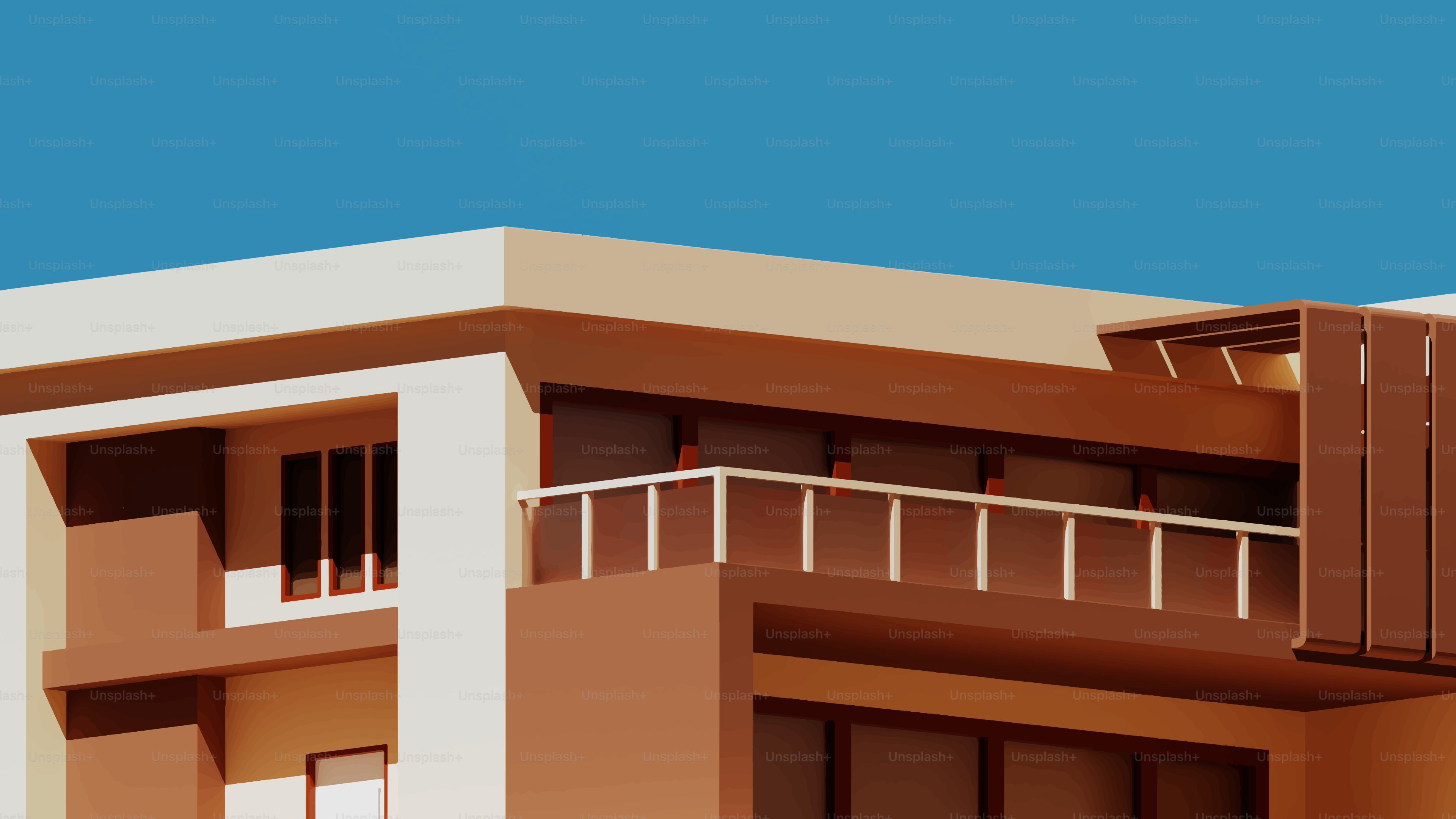 Bâtiment moderne avec balcon sur le ciel bleu