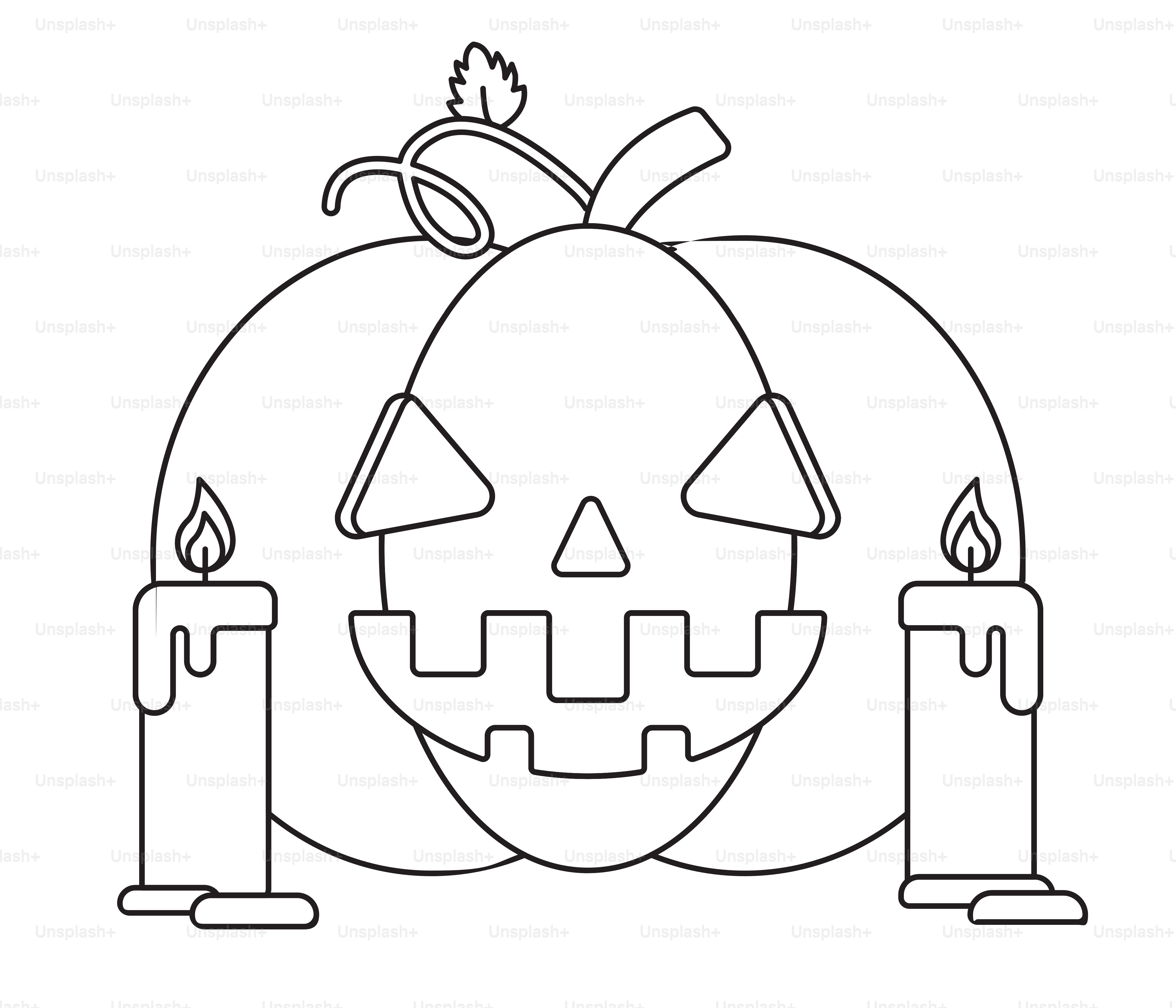 Jack-o'-lantern with two lit candles