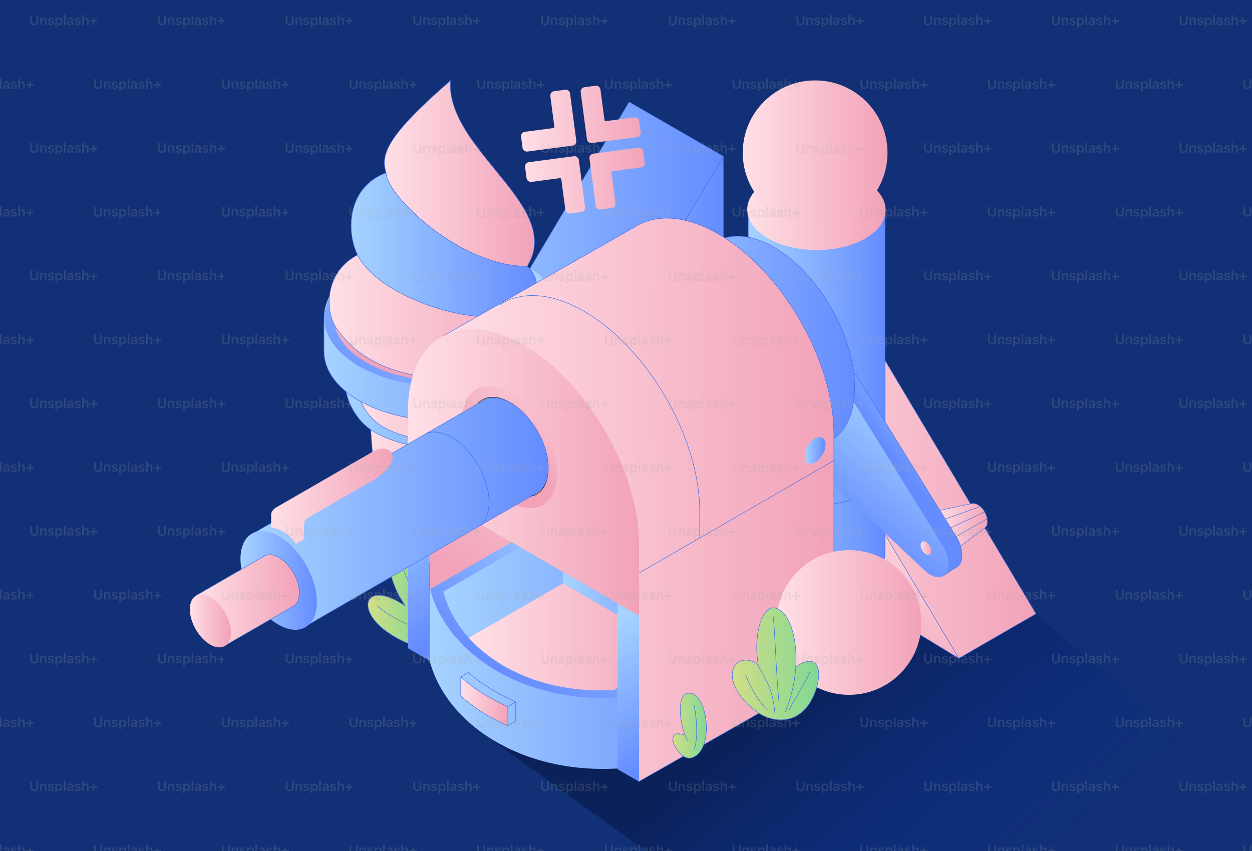 Abstract geometric shapes with pastel colors on dark background