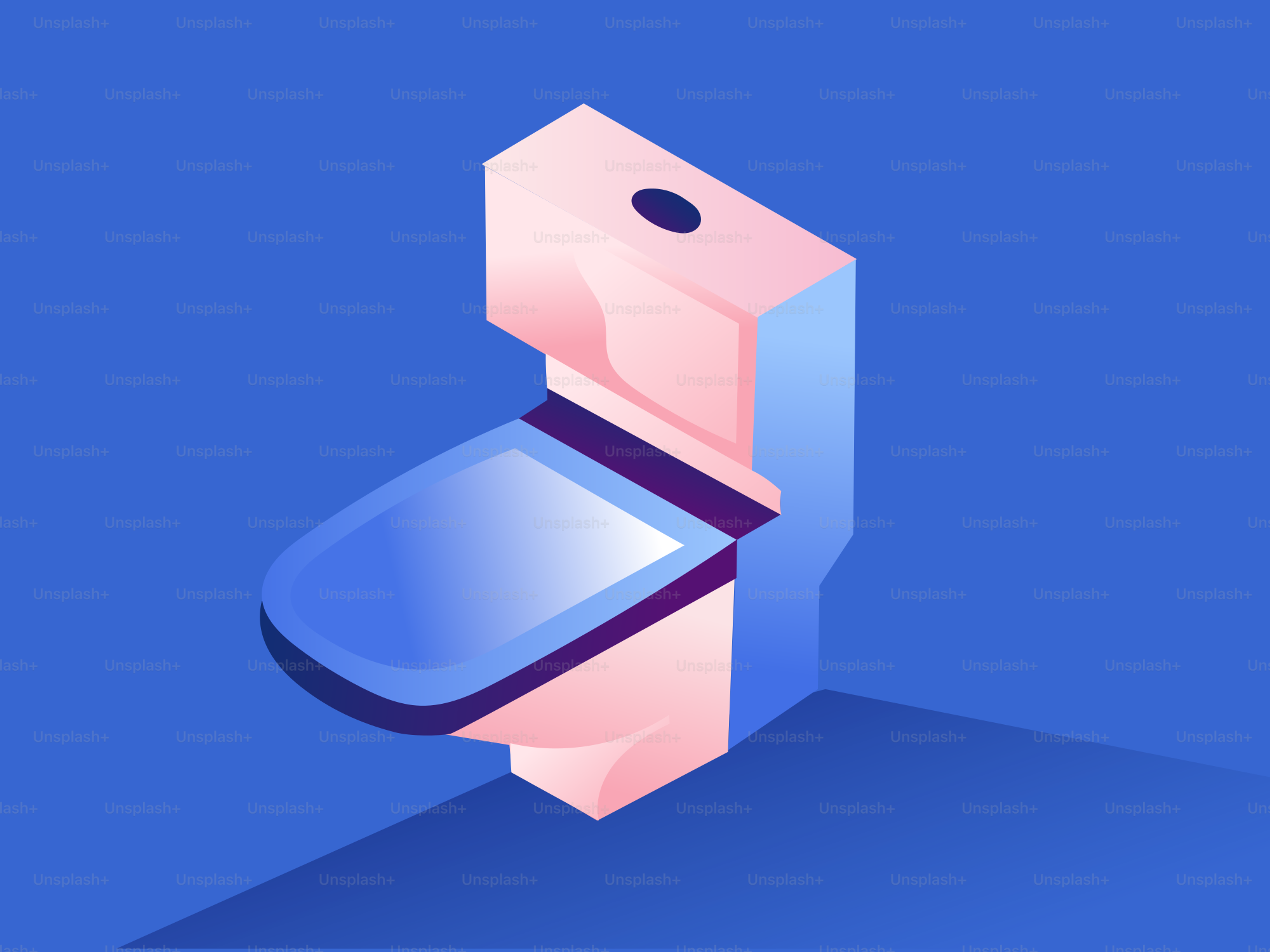 Des toilettes modernes sur fond bleu