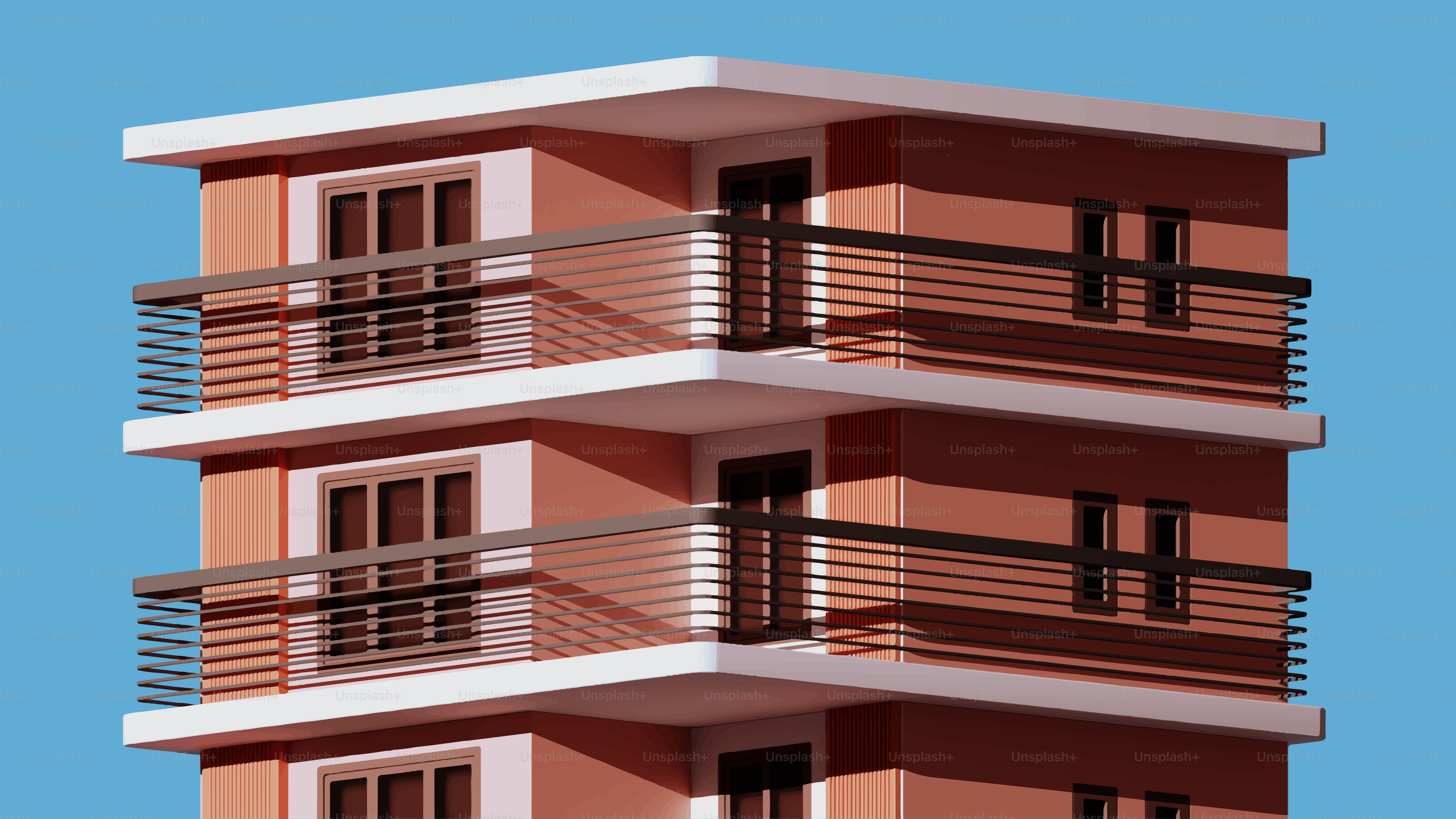 Modern apartment building with balconies and windows