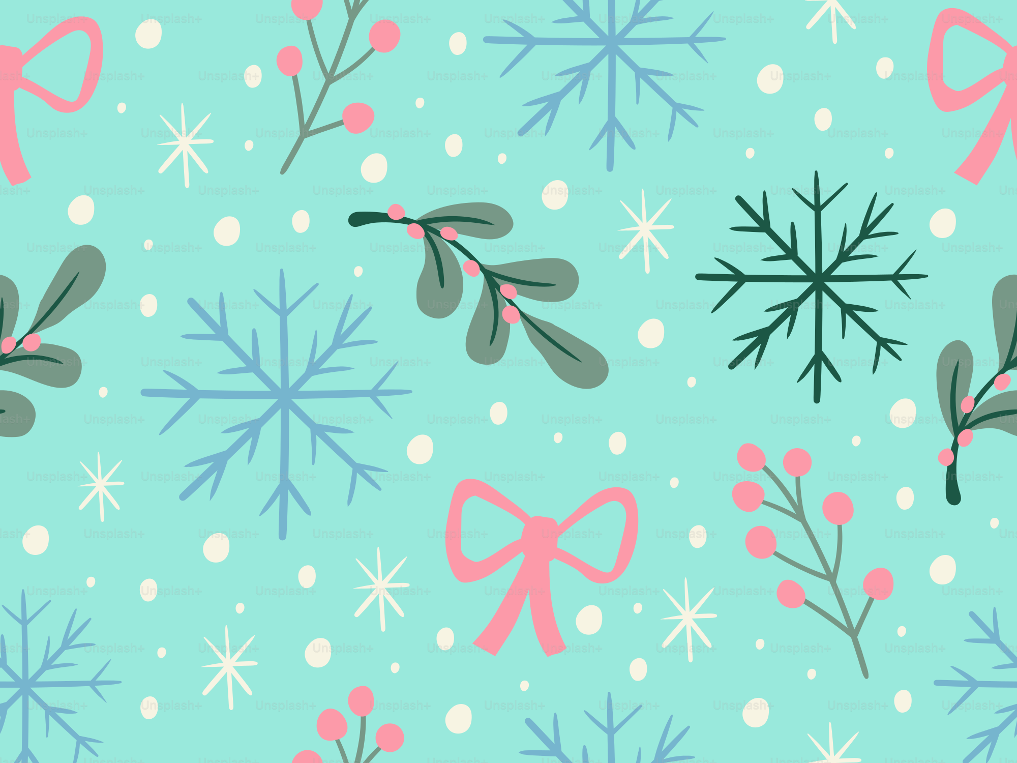 雪の結晶、ベリー、弓の冬のパターン