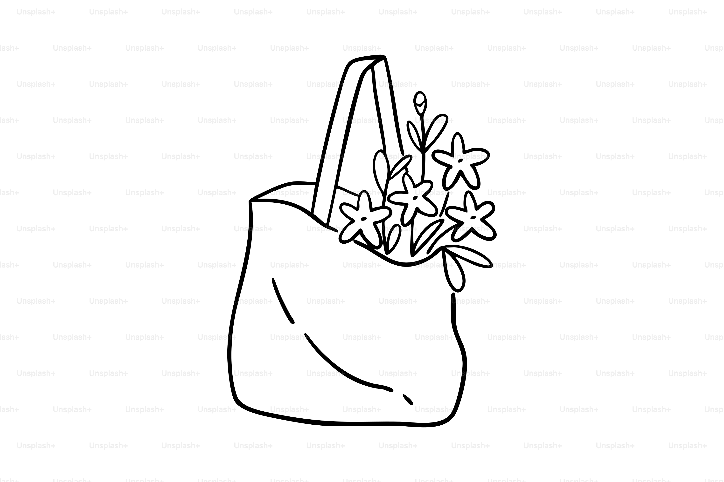 Tote bag with flowers and leaves