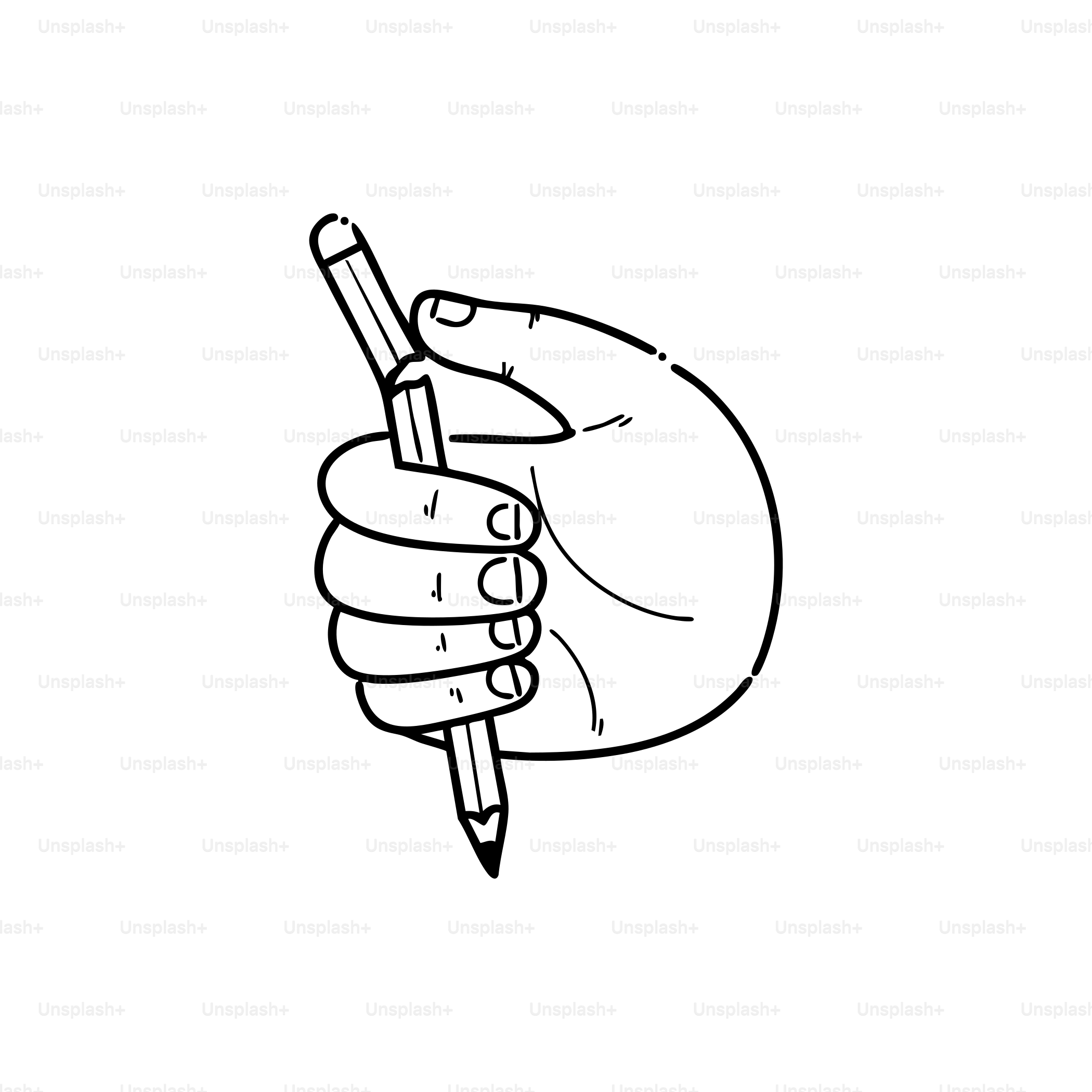 Main tenant un crayon, prêt à écrire