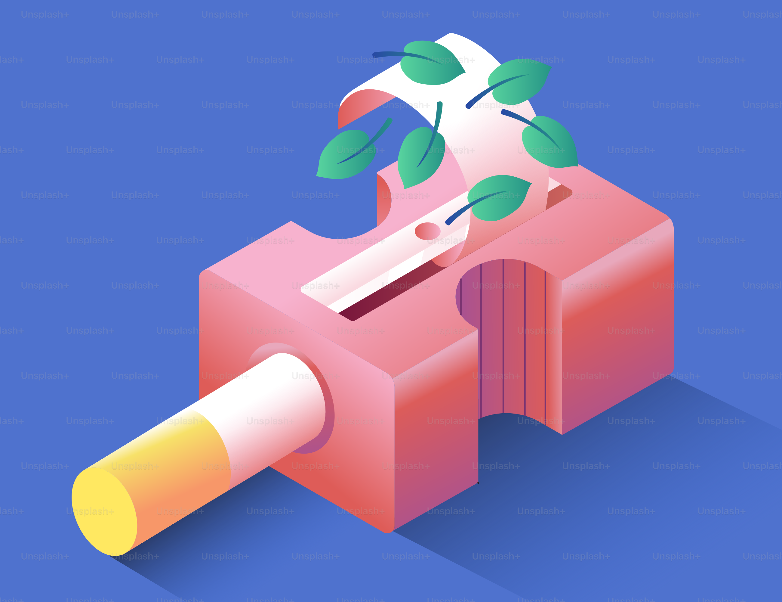 Cigarette being sharpened into leaves by pencil sharpener.