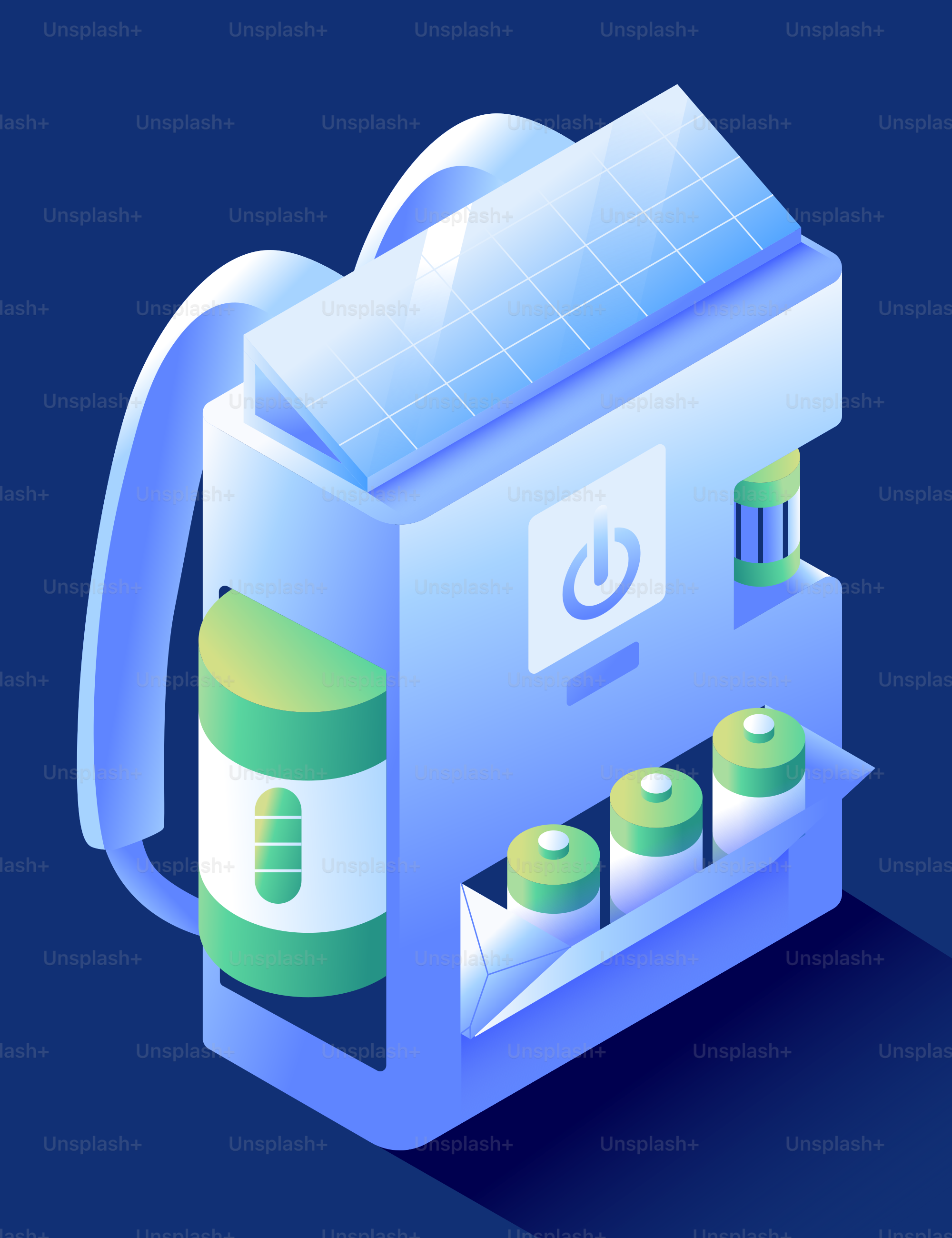 Sac à dos avec panneau solaire et batteries