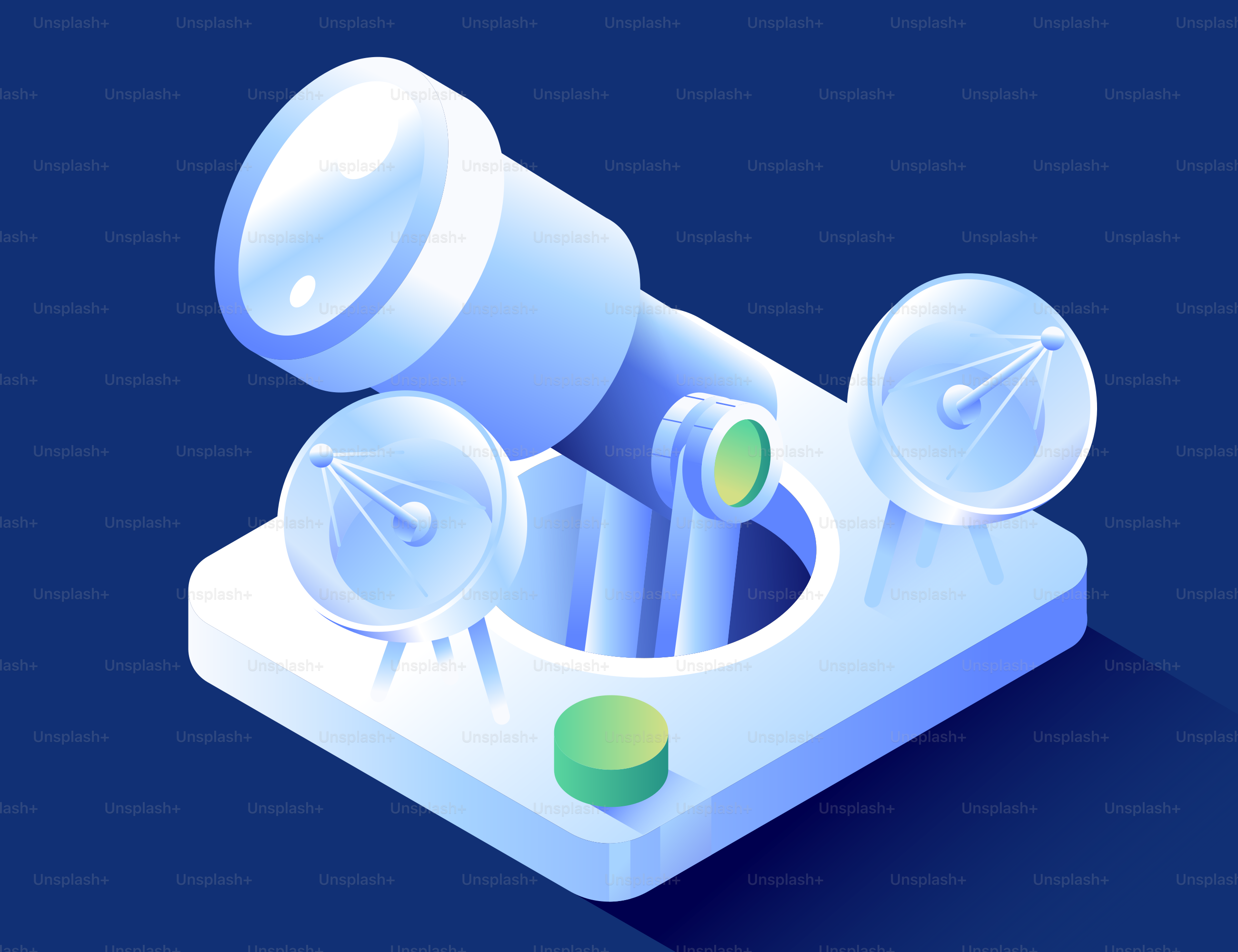 A futuristic telescope with satellite dishes