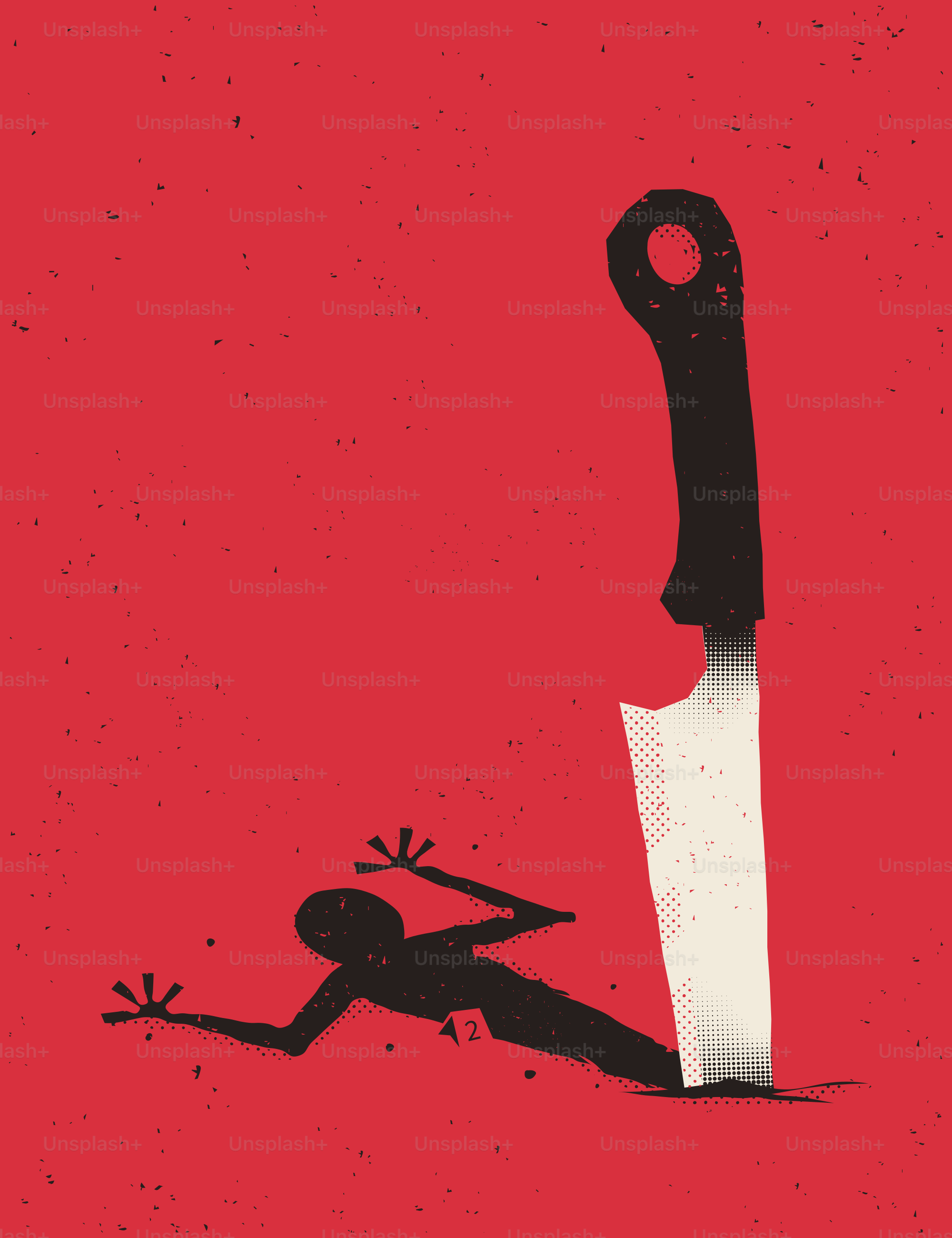 Ein Messer wirft den Schatten einer Person.