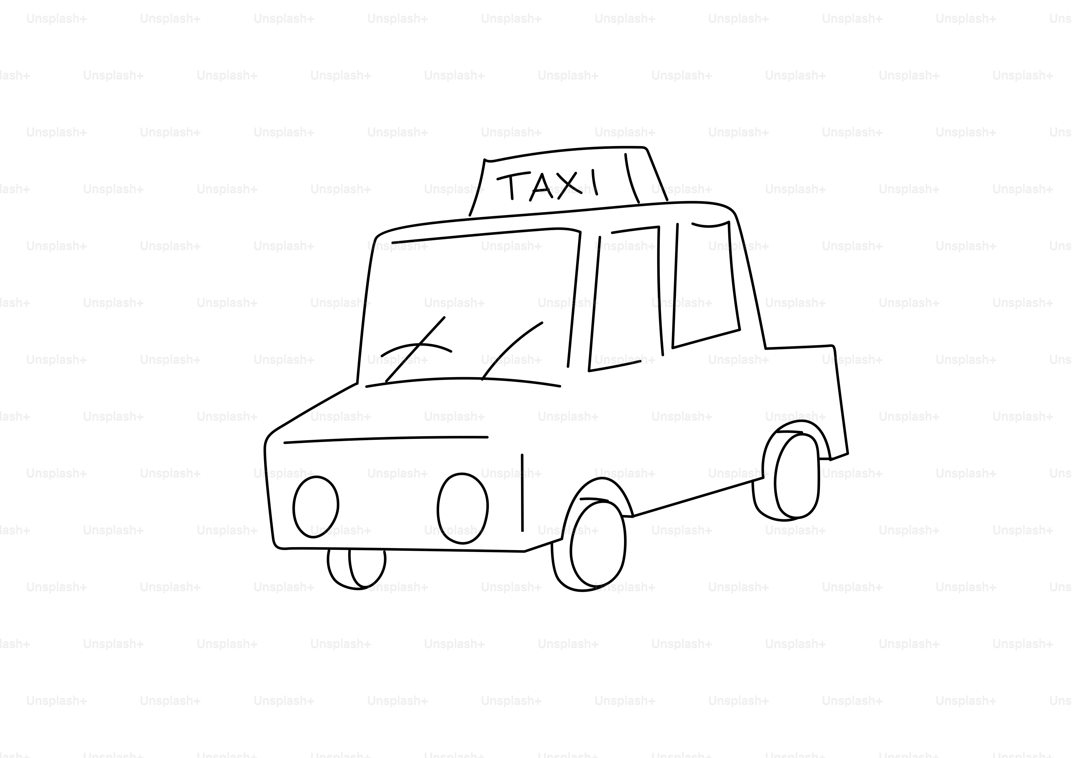 A simple line drawing of a taxi.