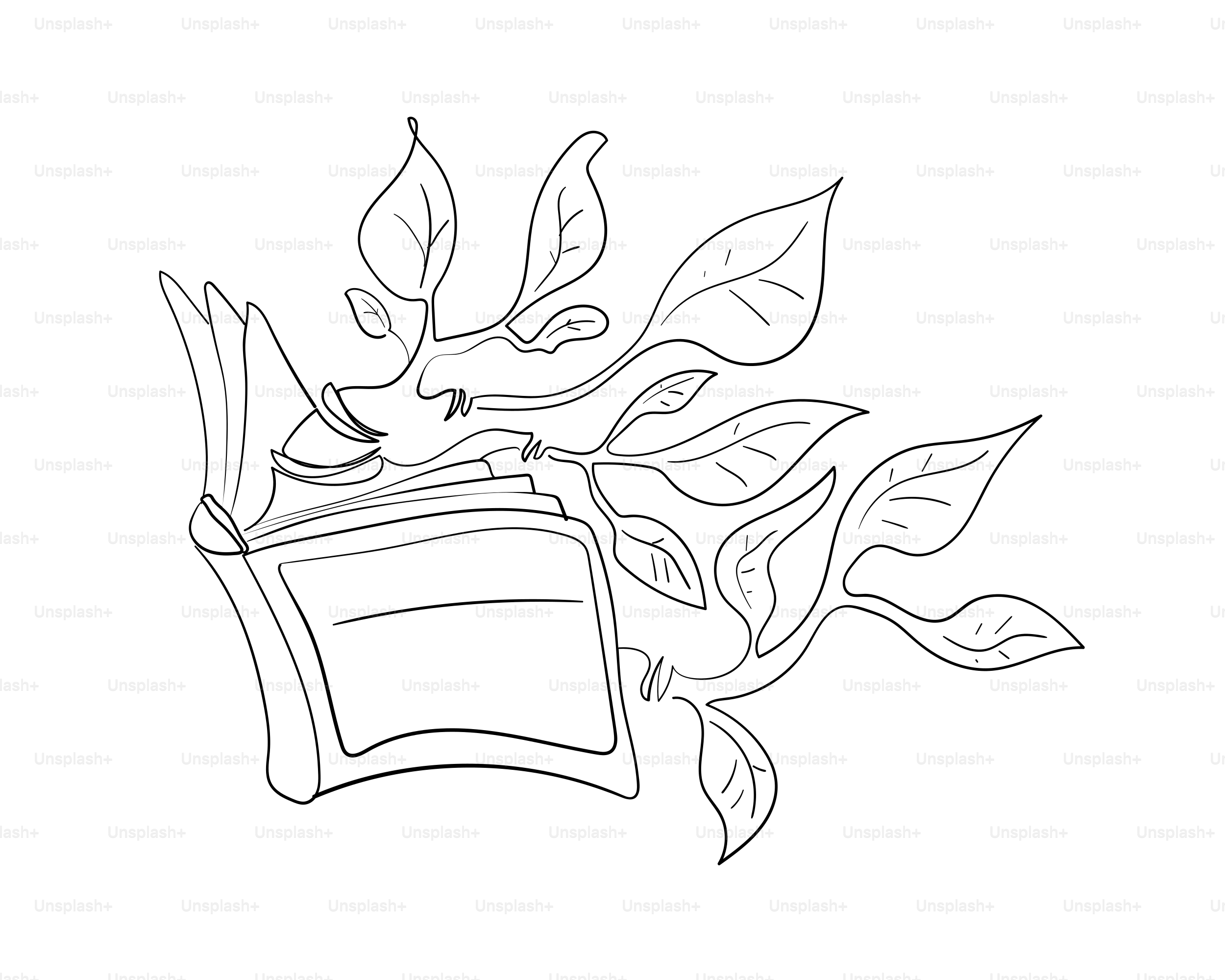 Open book with growing plant branches