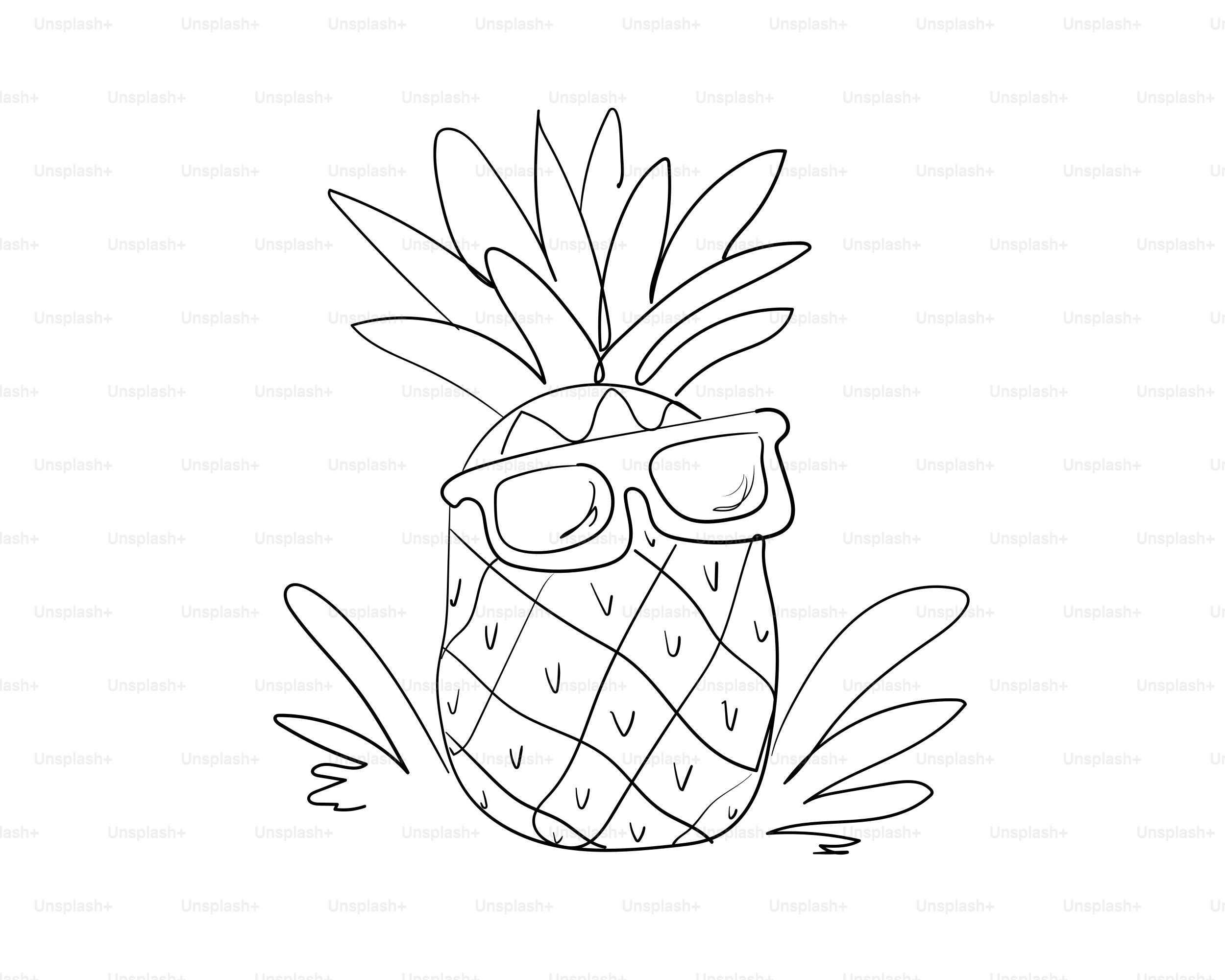 A pineapple wearing sunglasses with water splashes