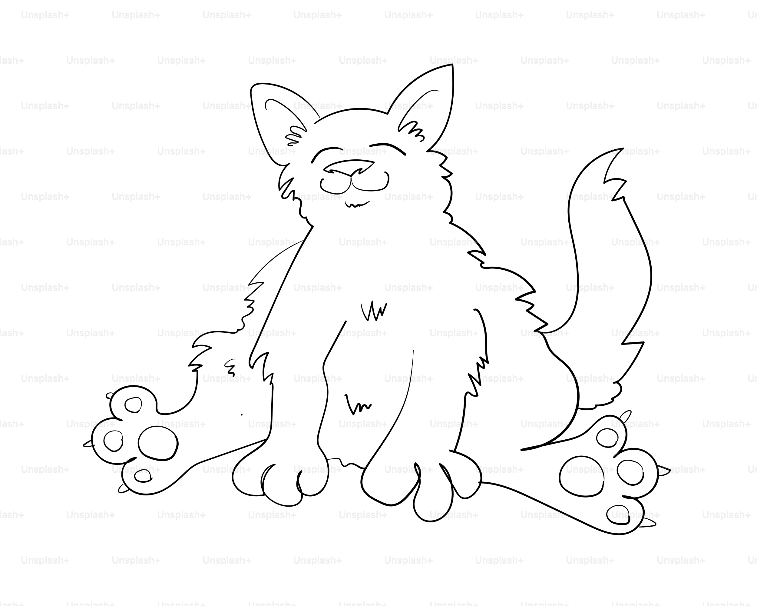 A happy cartoon dog sitting with its legs spread.