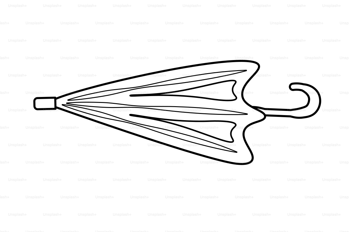 A closed umbrella on a white background