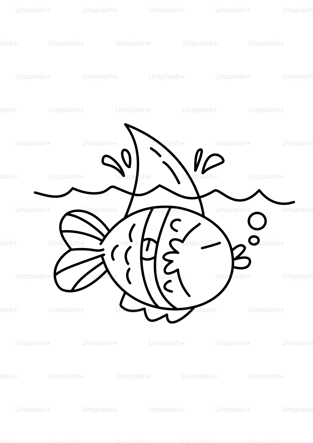 A cartoon fish with a shark fin