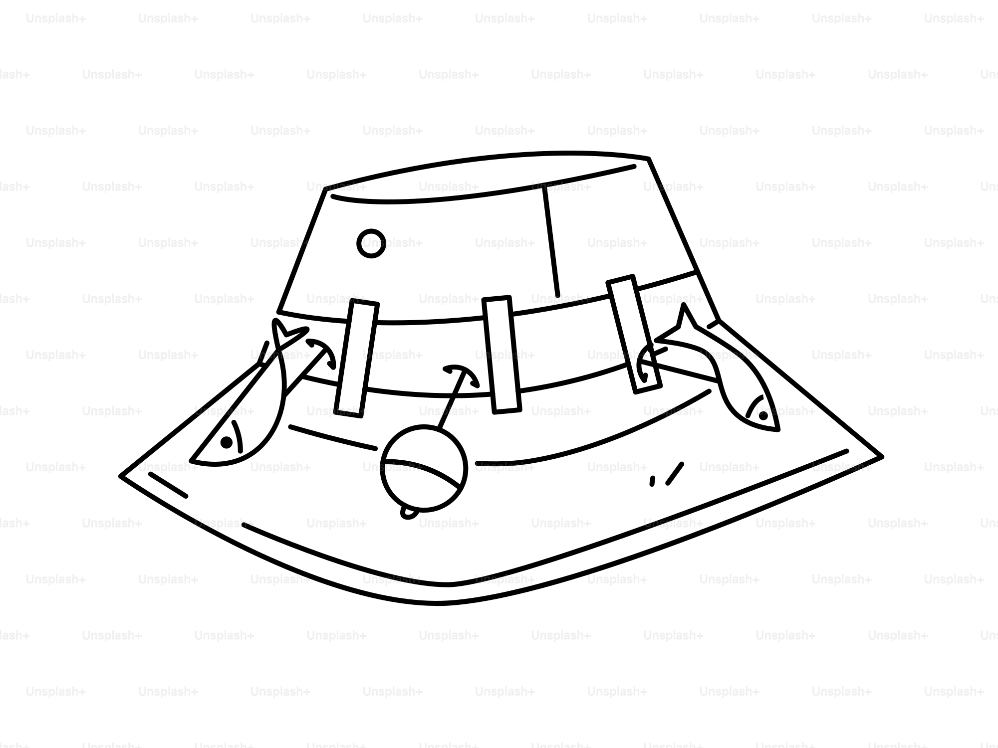 Fishing hat with lures and bobber