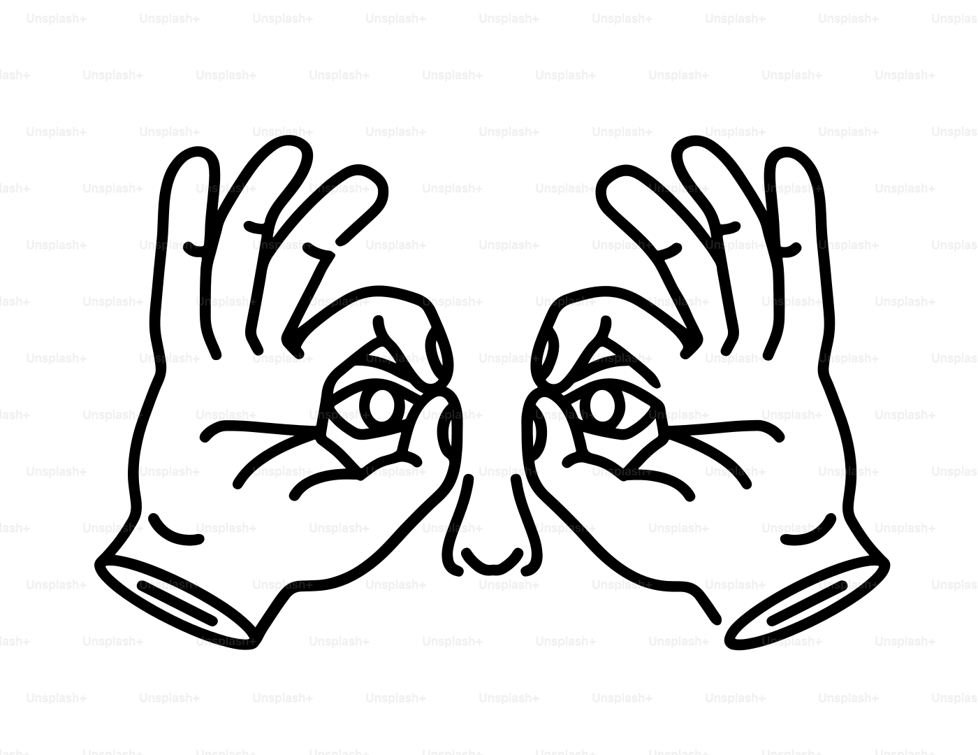 Mãos emoldurando olhos que olham através delas