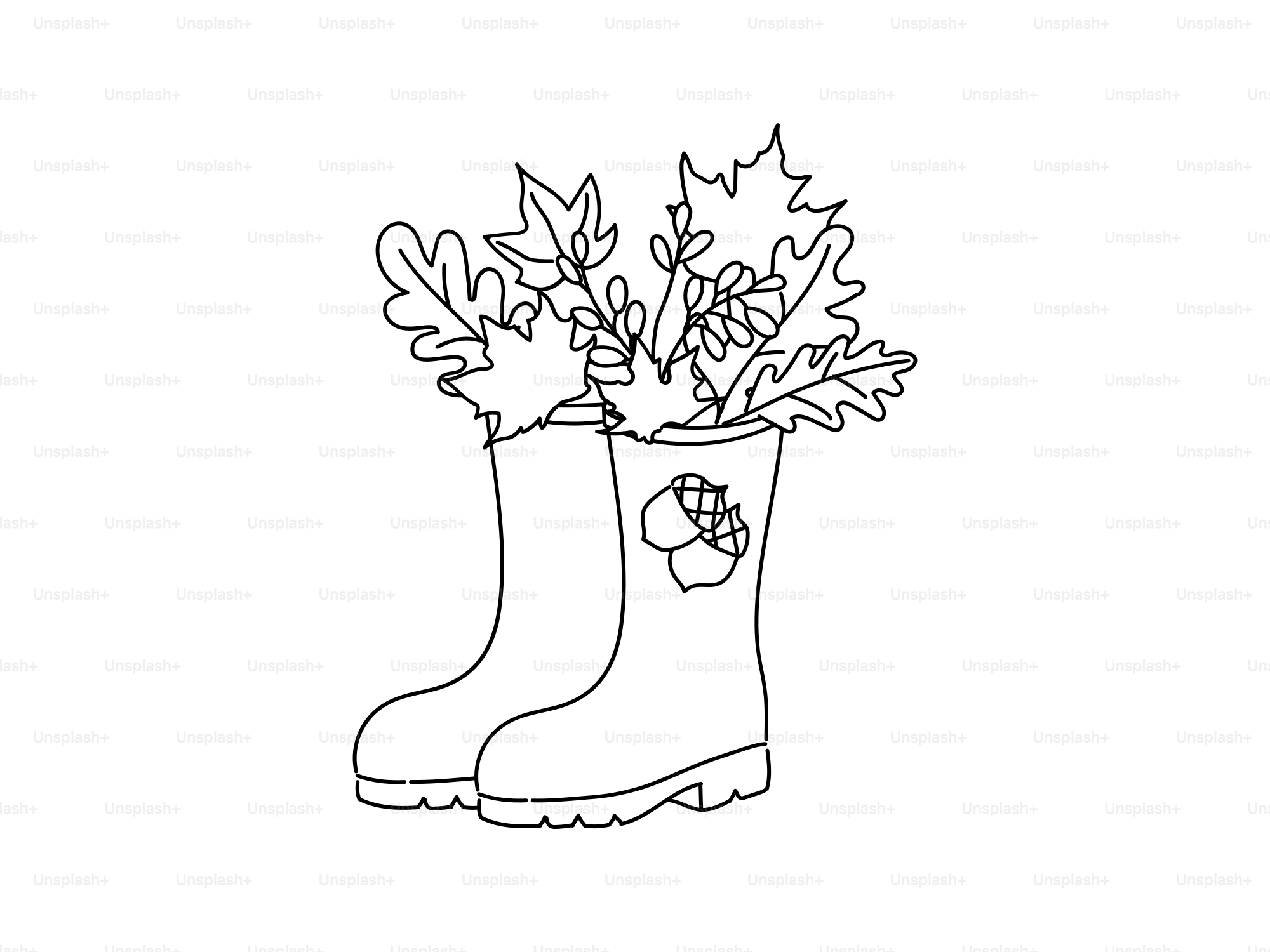 Un par de botas con hojas de otoño dentro