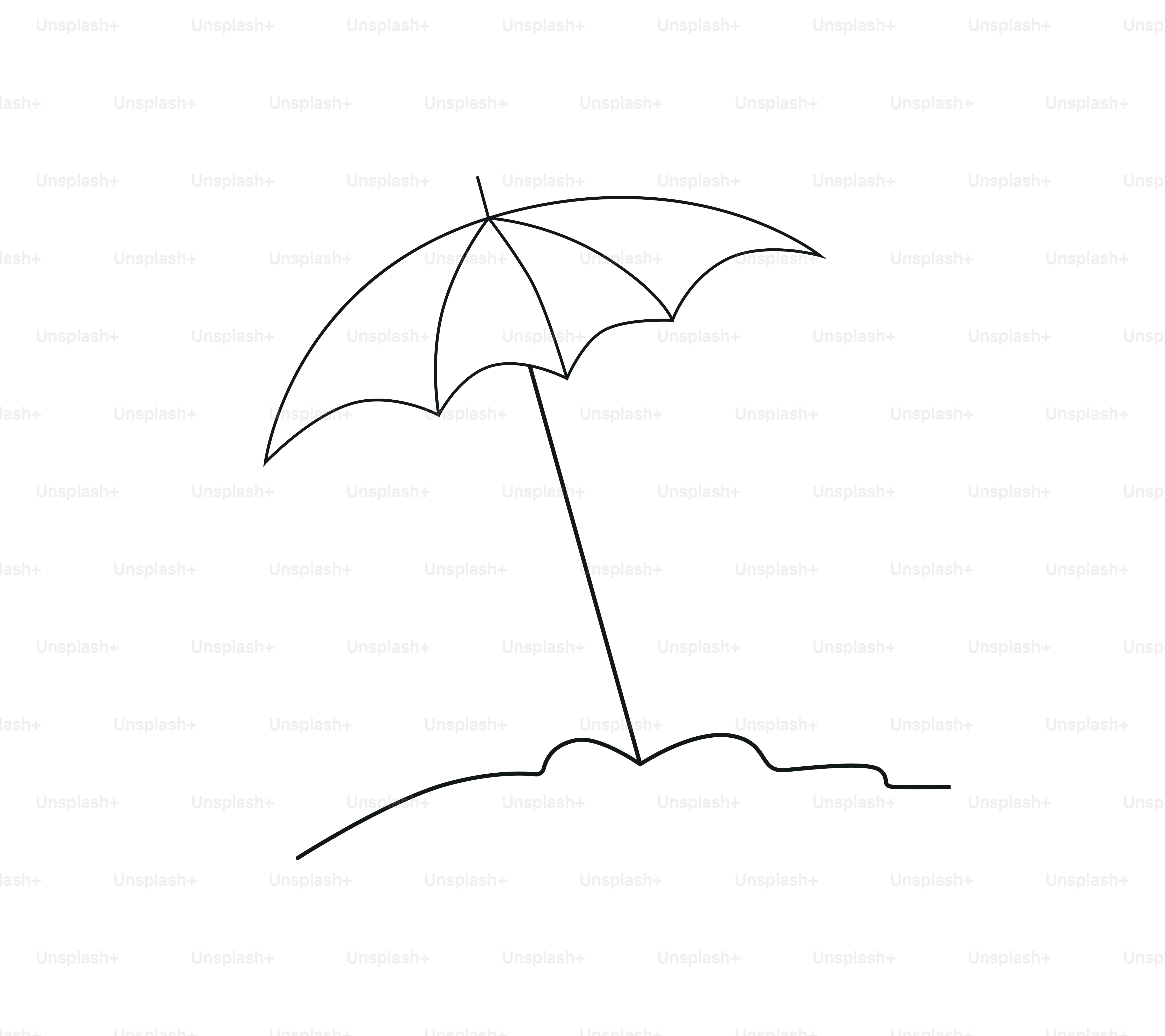 Sombrilla de playa en una orilla arenosa