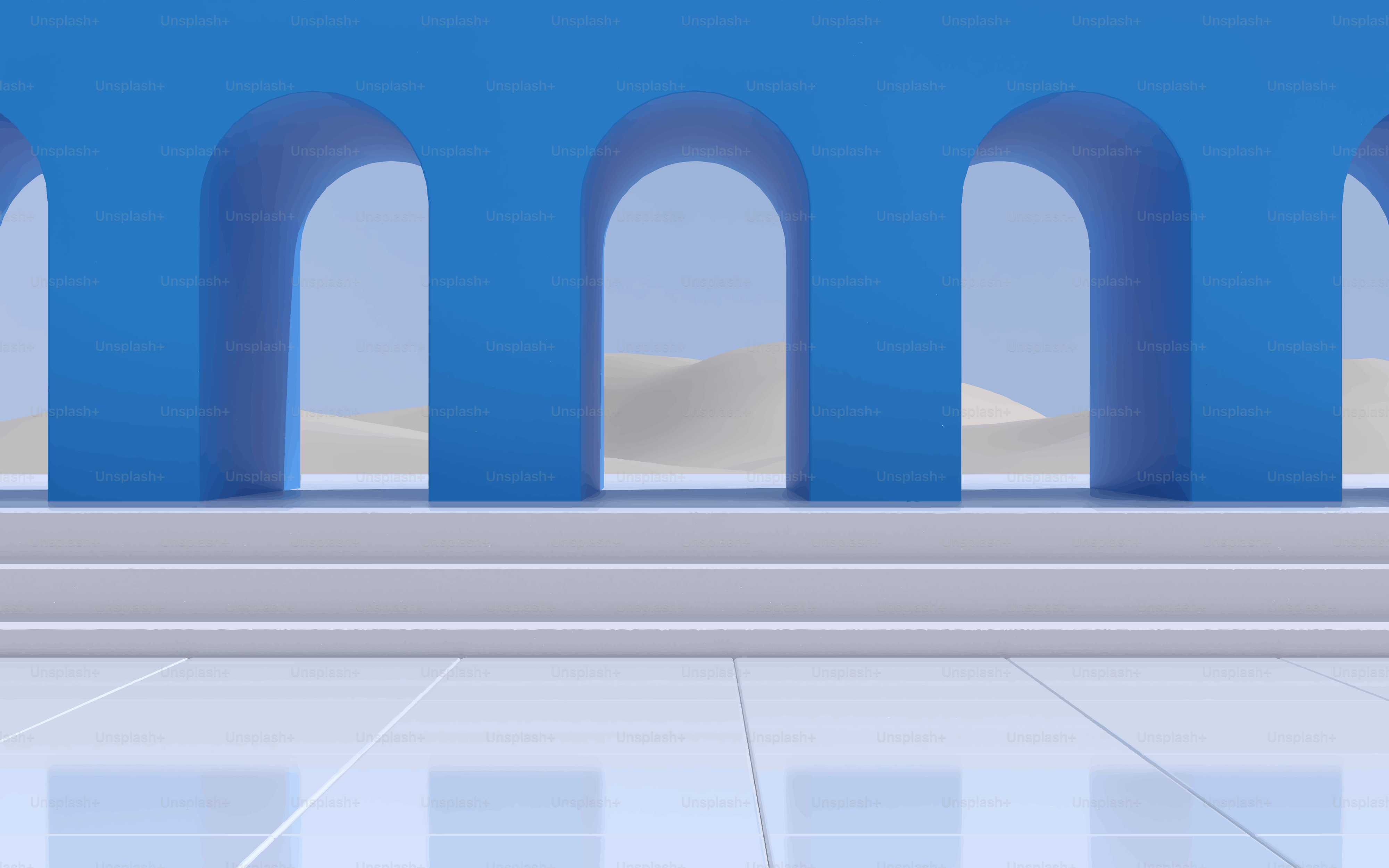 Arches with a desert landscape behind