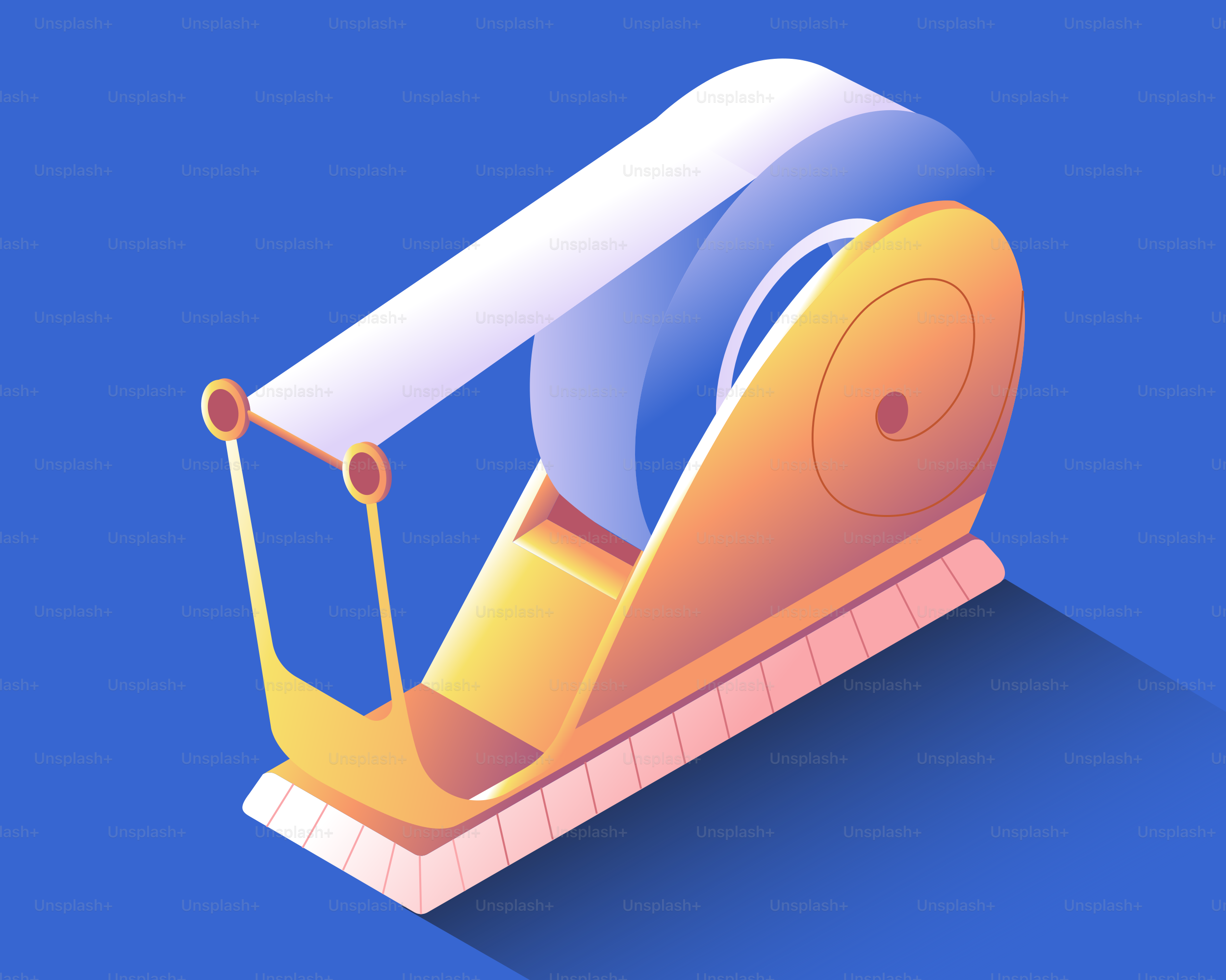 A snail-shaped tape dispenser on a blue background